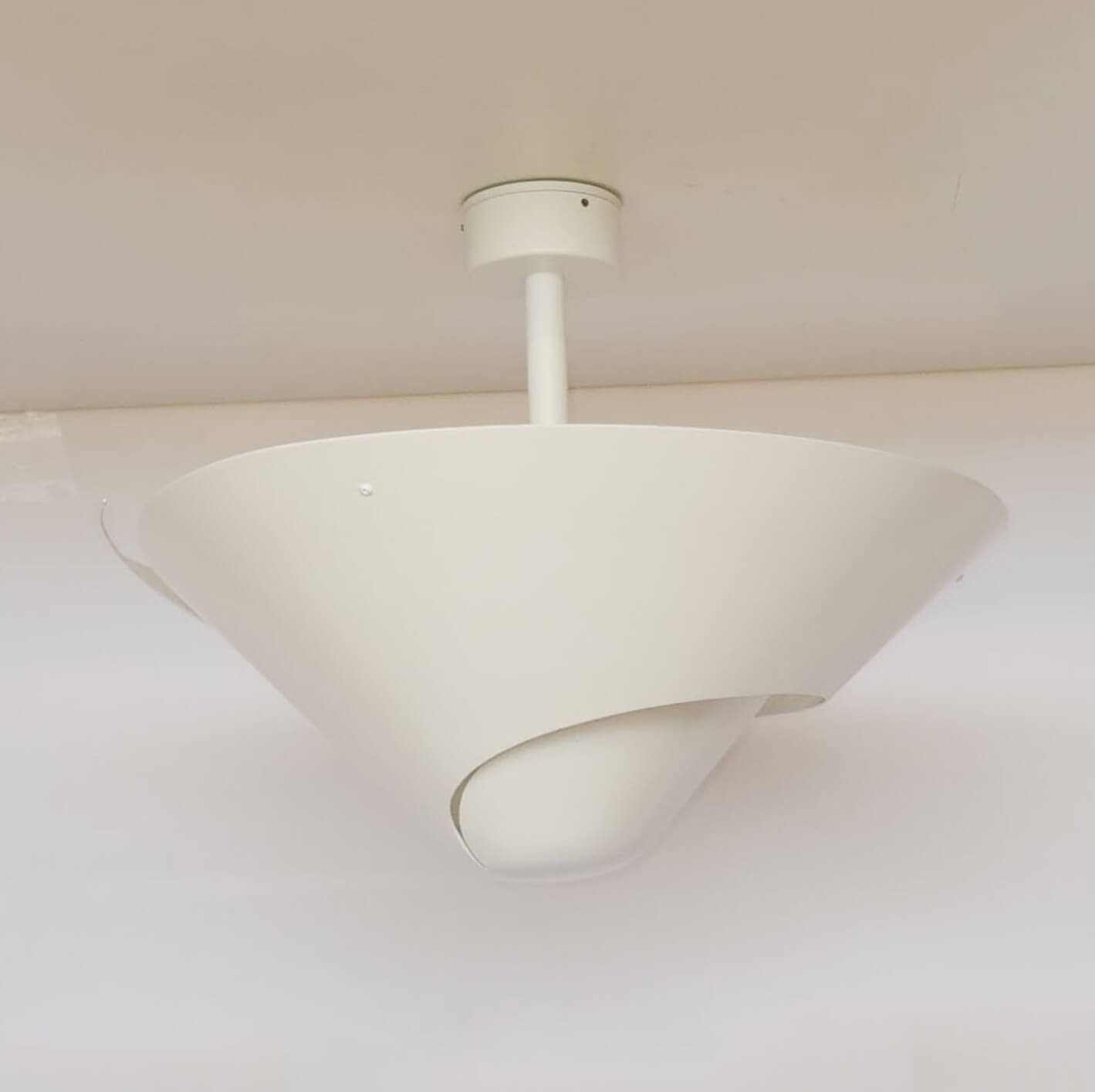 White Serge Mouille Small Snail Ceiling Lamp - SergeMouilleUSA
