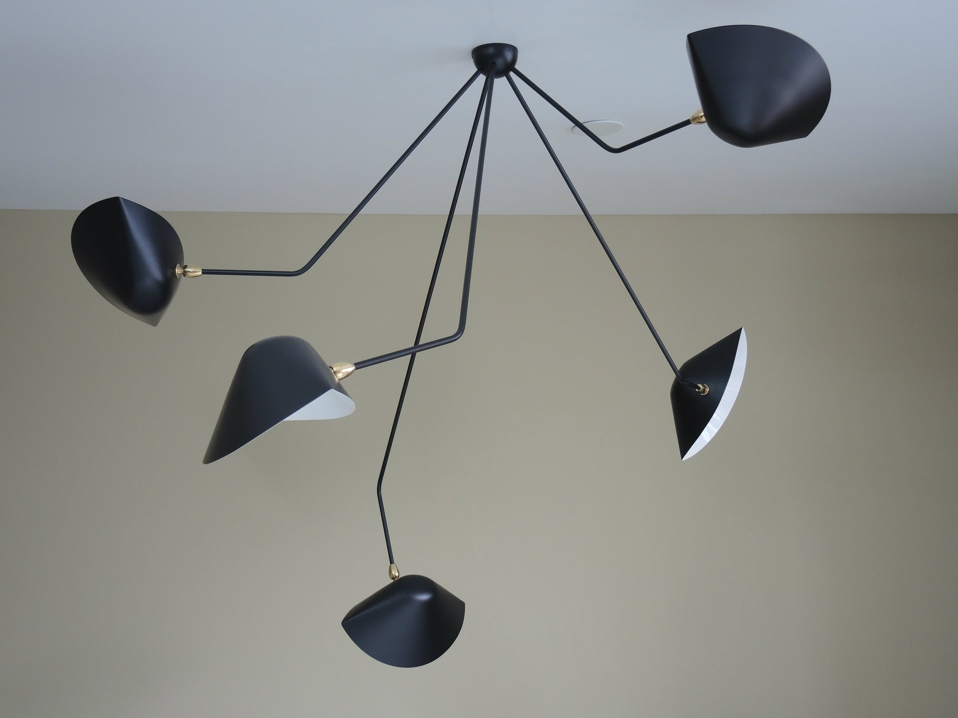 Black Serge Mouille Spider Ceiling Lamp with 5 Falling Arms - SergeMouilleUSA (2)