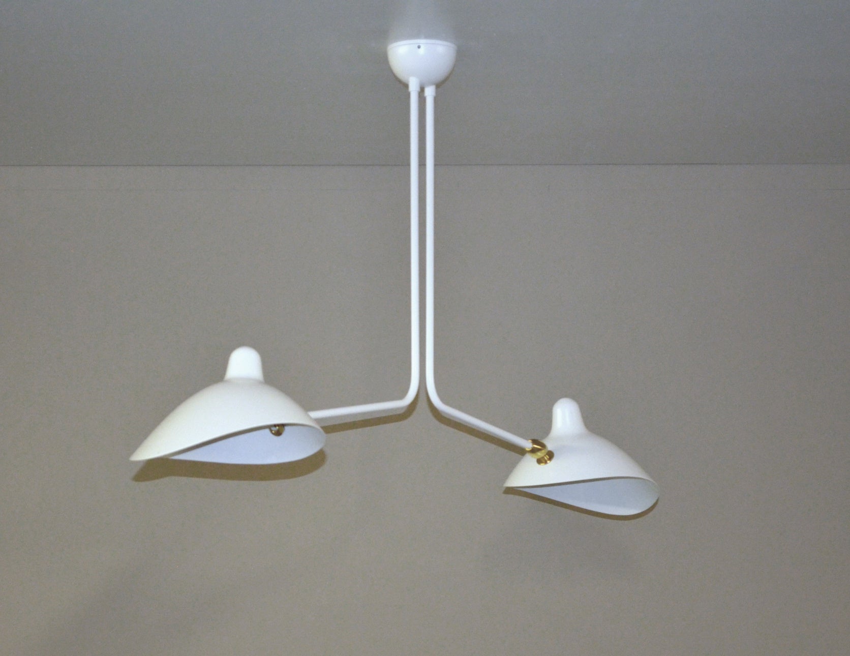 White Serge Mouille Ceiling Lamp with 2 Arms - SergeMouilleUSA (2)