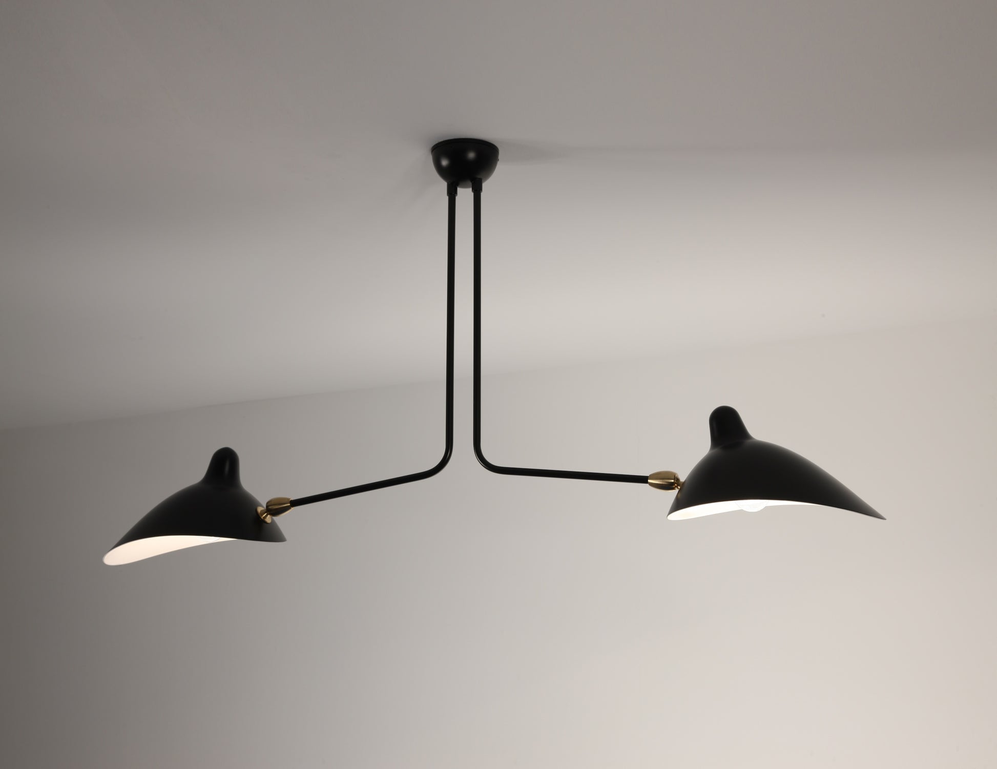 Black Serge Mouille Ceiling Lamp with 2 Arms - SergeMouilleUSA