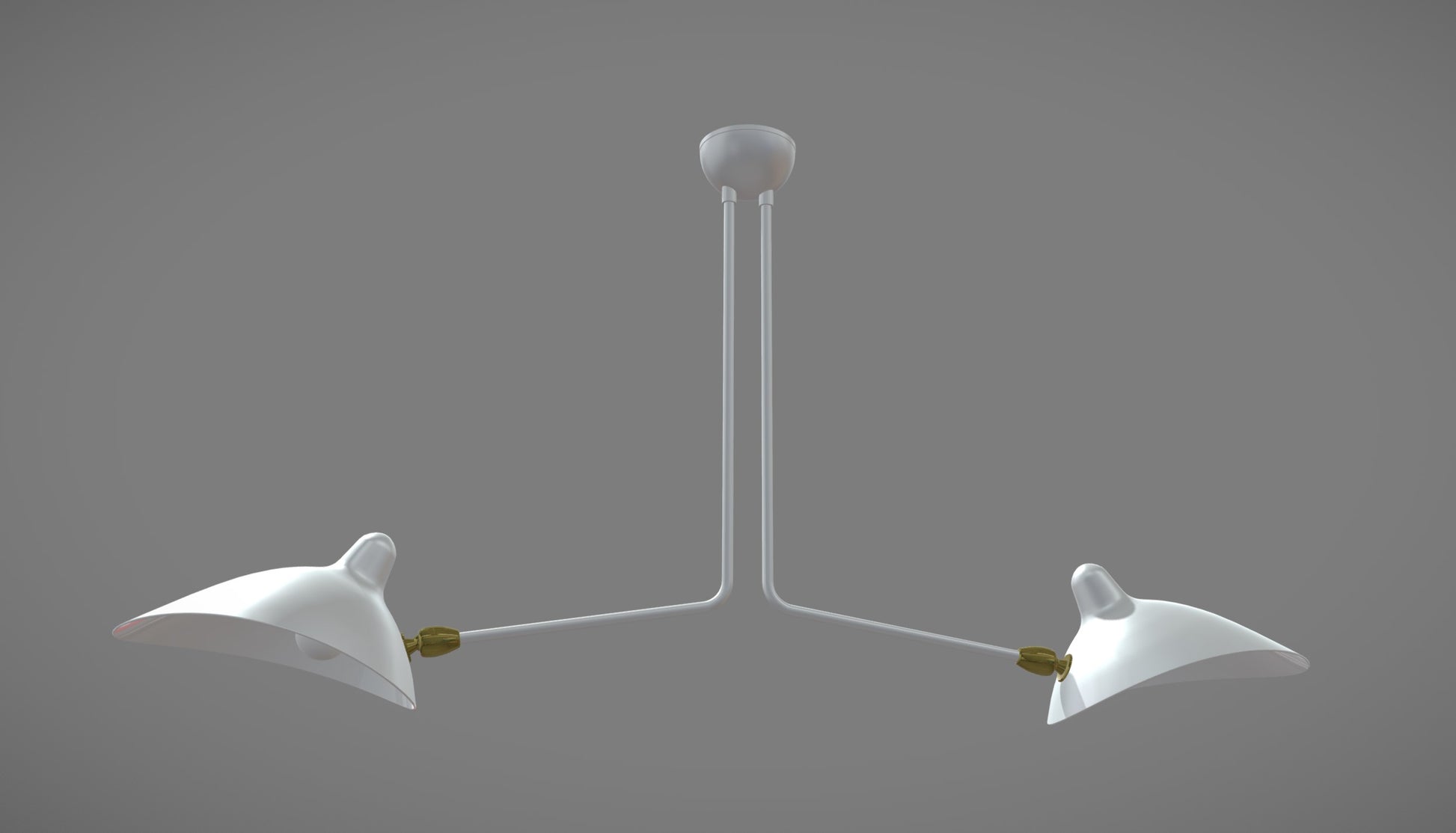 White Serge Mouille Ceiling Lamp with 2 Arms - SergeMouilleUSA