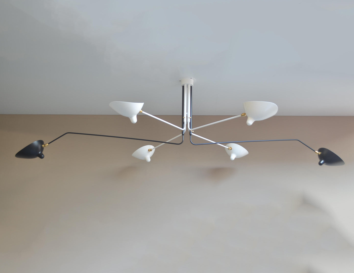Black and White Serge Mouille Ceiling Lamp with 6 Arms - SergeMouilleUSA (4)