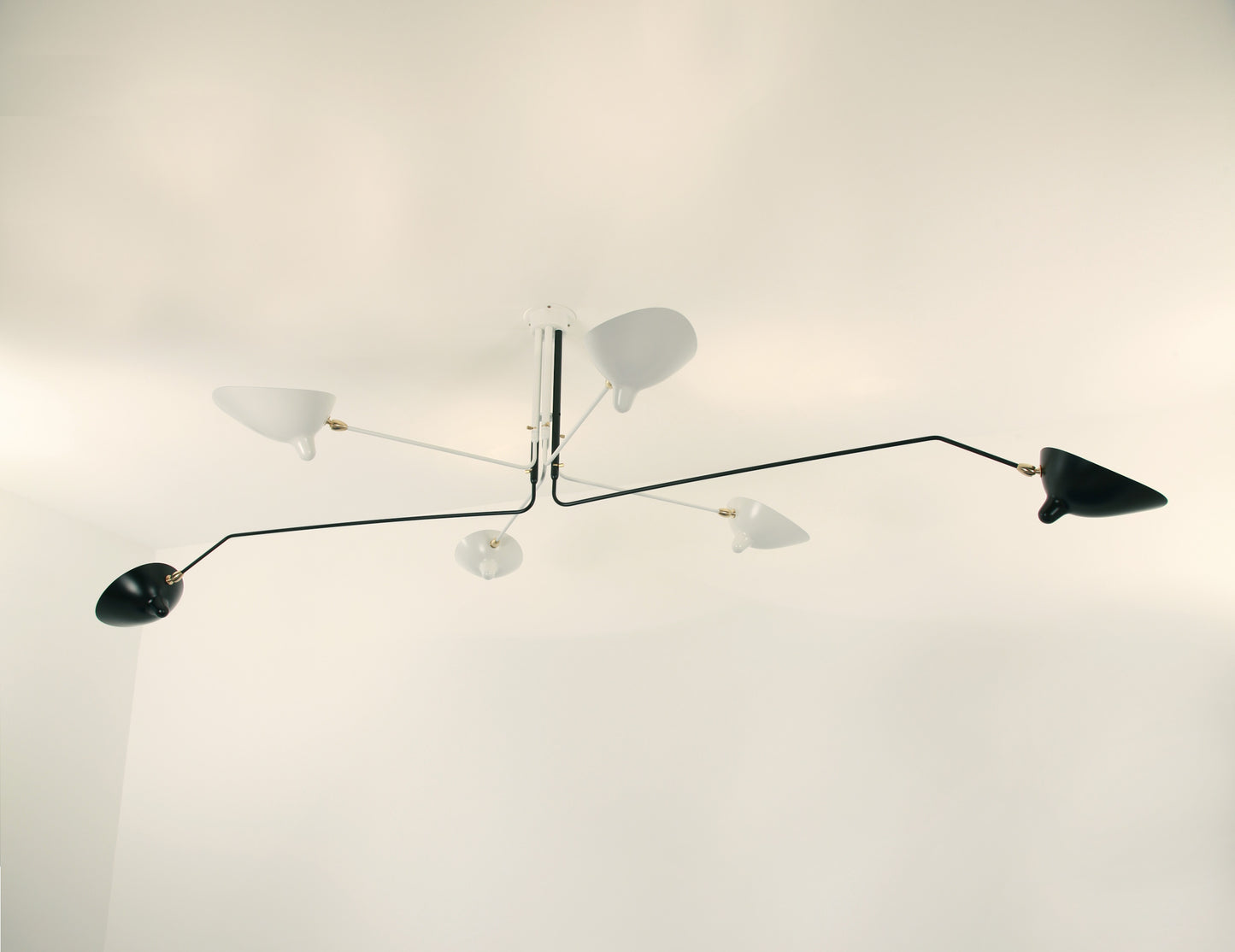Black and White Serge Mouille Ceiling Lamp with 6 Arms - SergeMouilleUSA