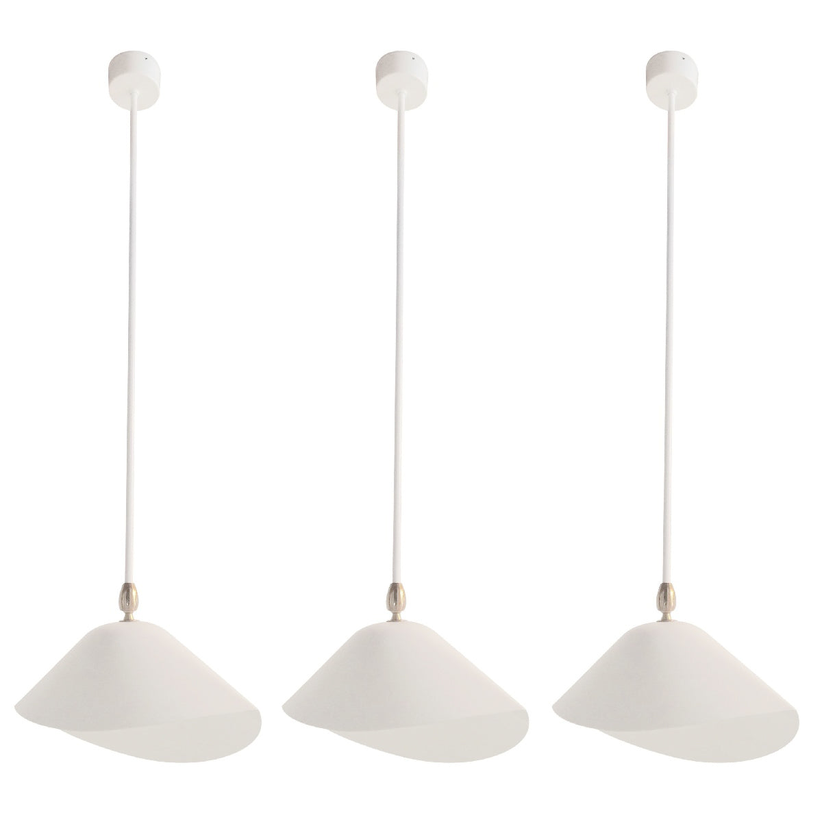 Set of 3 White Serge Mouille Library Ceiling Lamps - SergeMouilleUSA