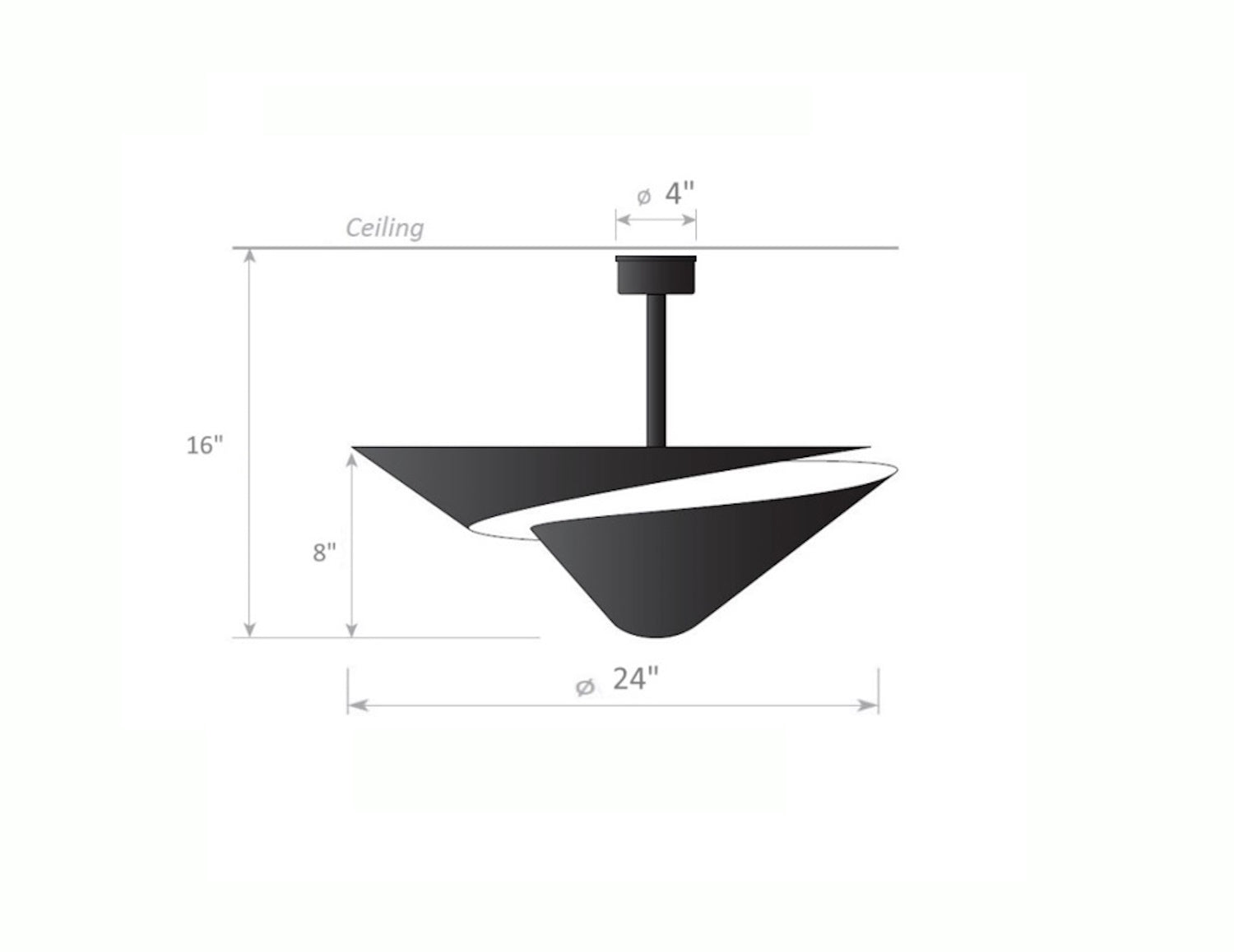 Serge Mouille Medium Snail Ceiling Lamp - Dimensions