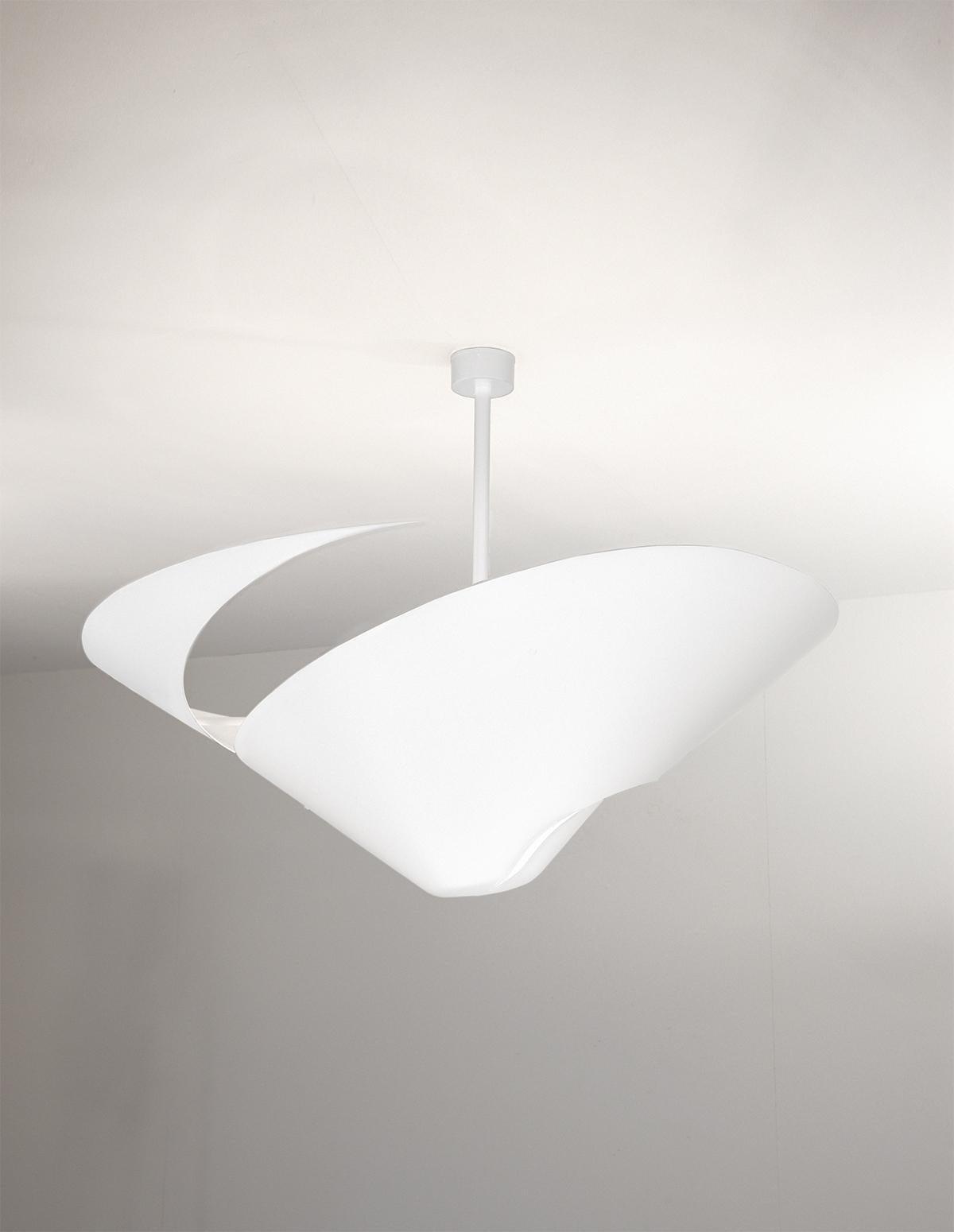 White Serge Mouille Medium Snail Ceiling Lamp - SergeMouilleUSA