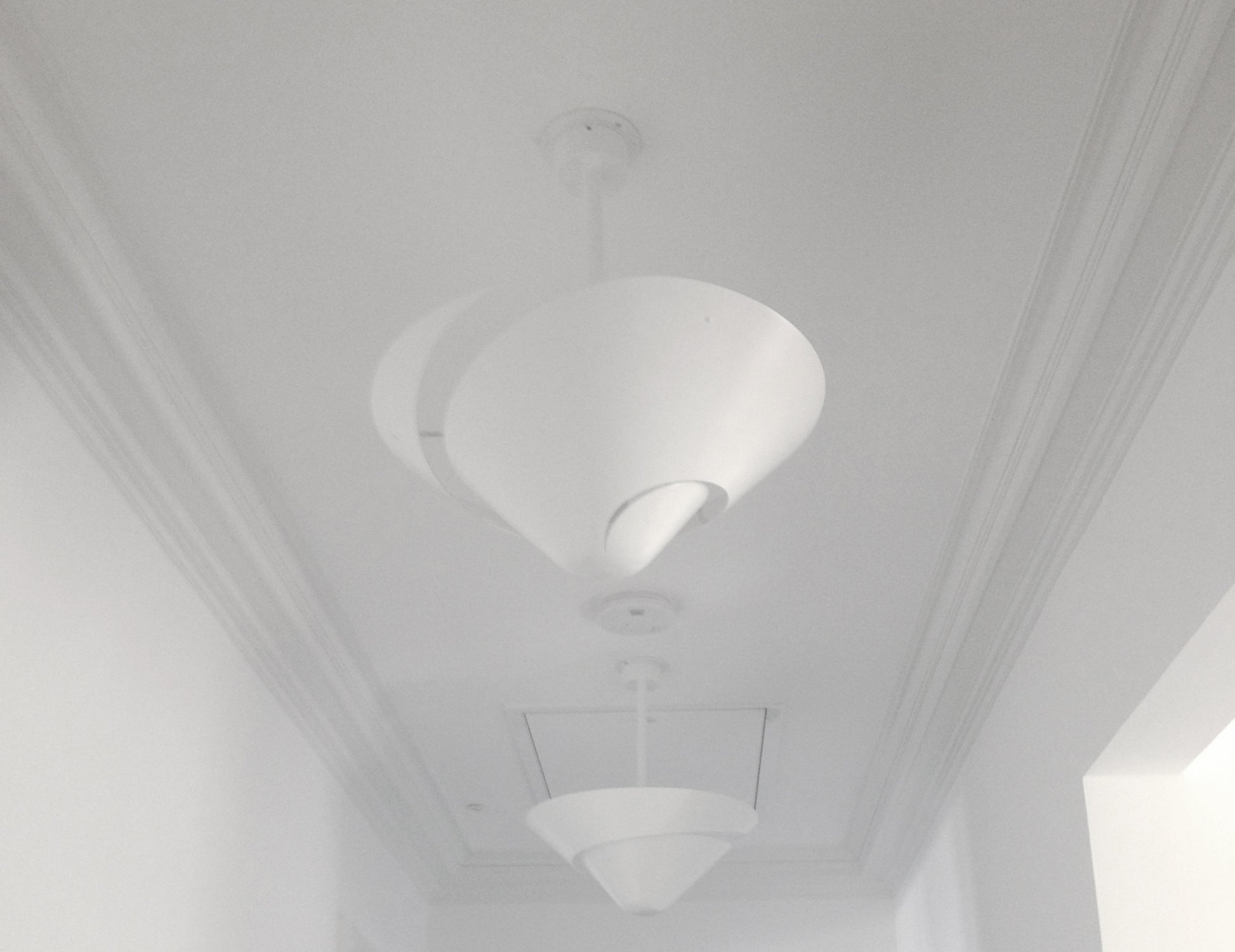 Pair of White Serge Mouille Small Snail Ceiling Lamps - SergeMouilleUSA