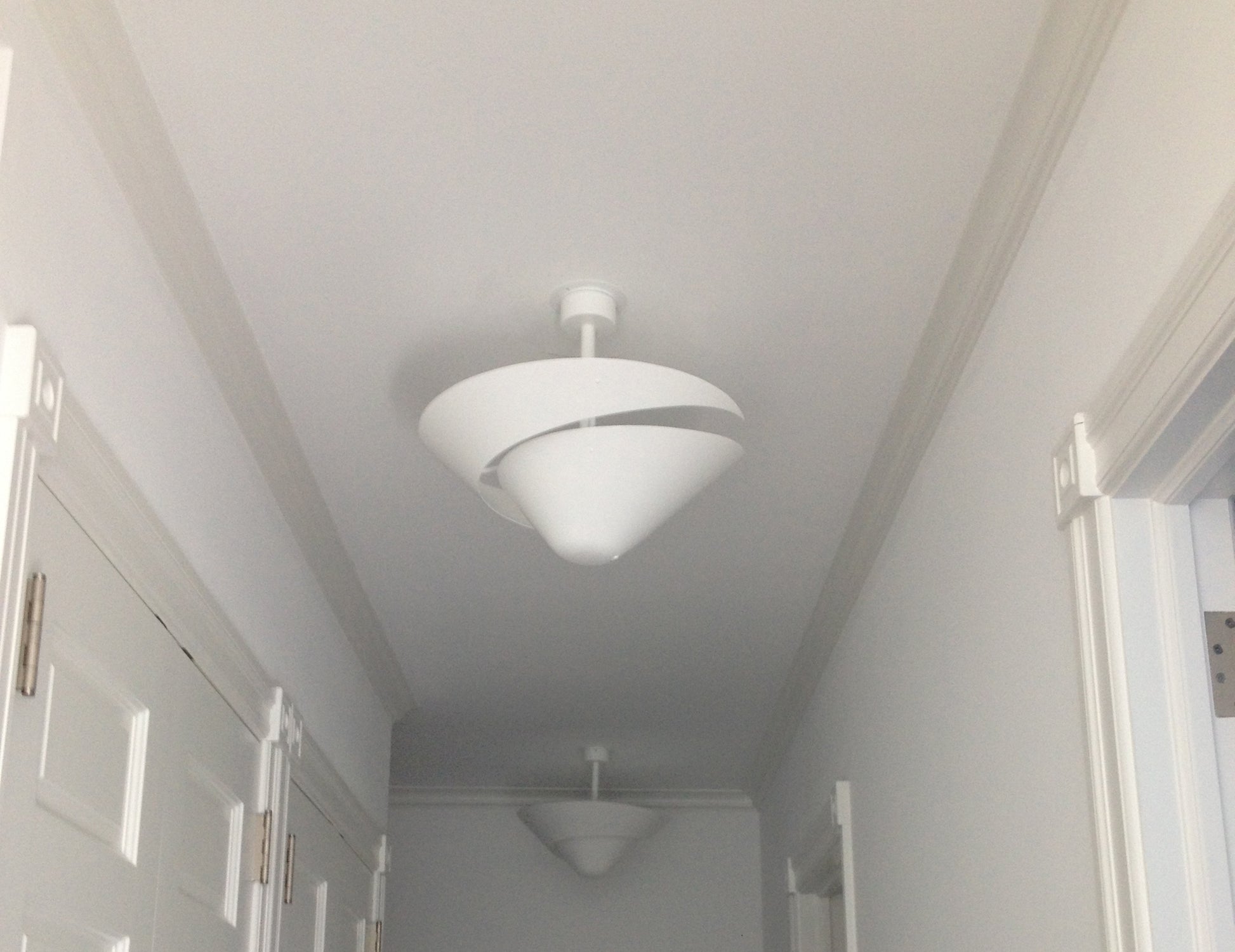 Pair of White Serge Mouille Small Snail Ceiling Lamps - SergeMouilleUSA (2)