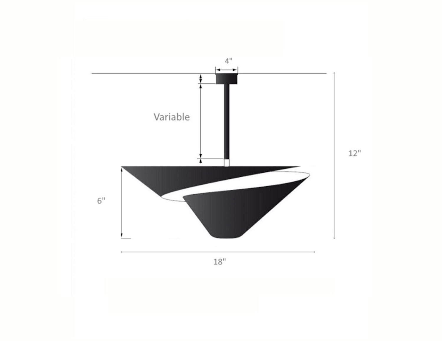 Serge Mouille Small Snail Ceiling Lamp - Dimensions
