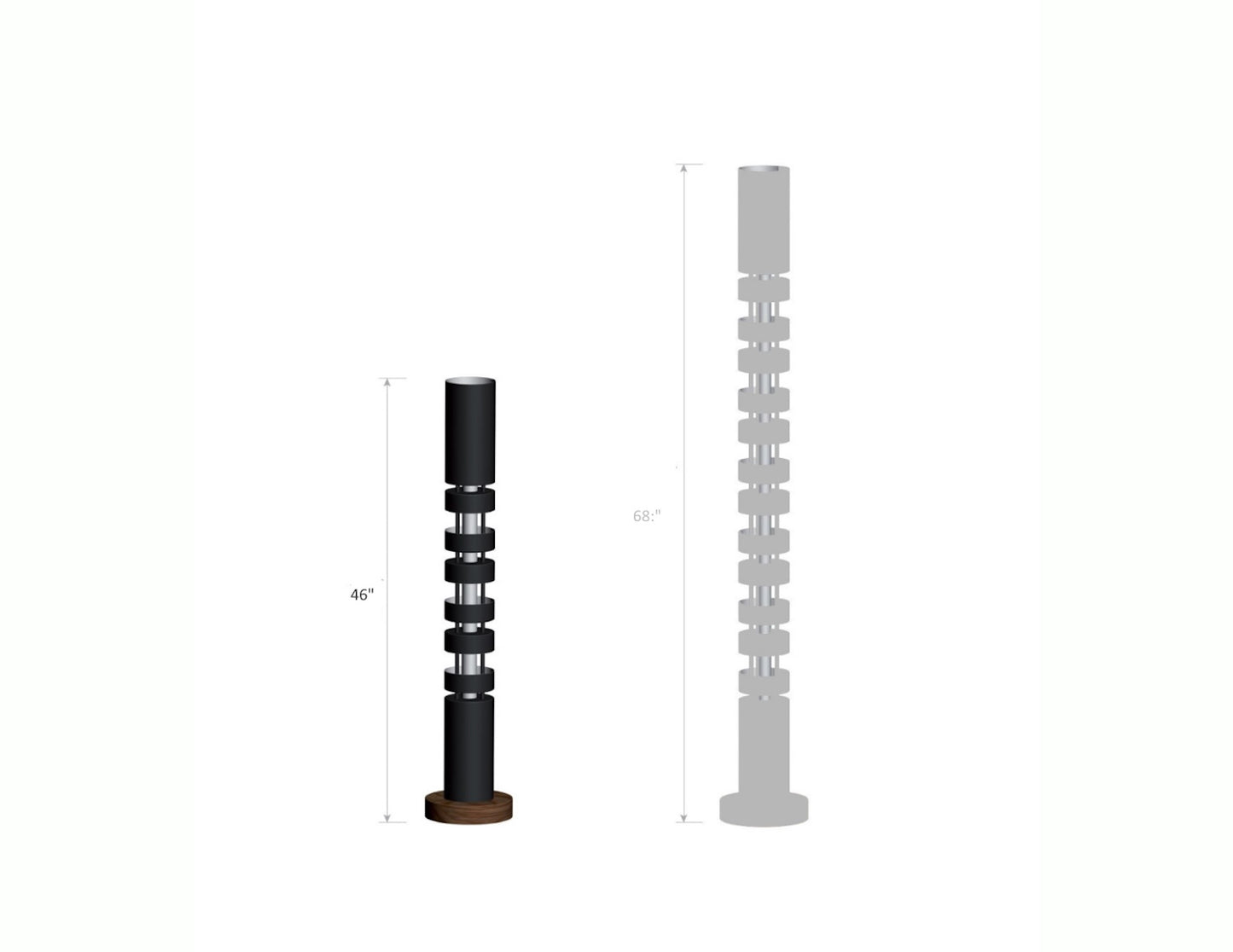 Serge Mouille Small Totem Floor Lamp - Dimensions
