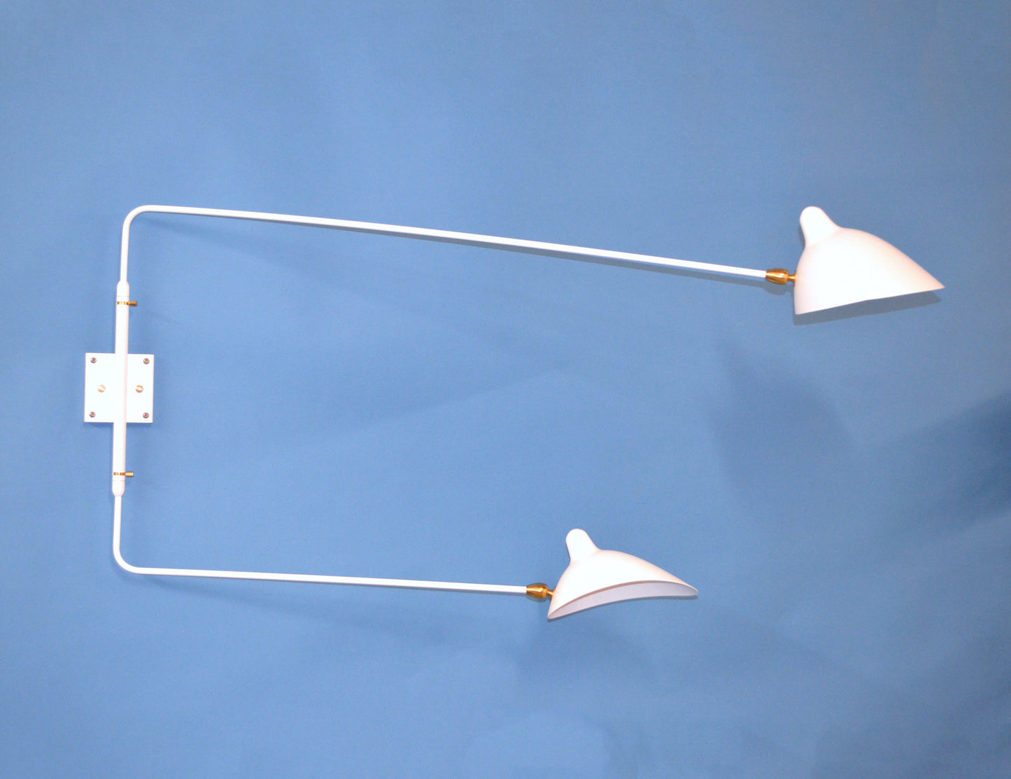 White Serge Mouille Rotating Sconce with 2 Straight Arms - SergeMouilleUSA