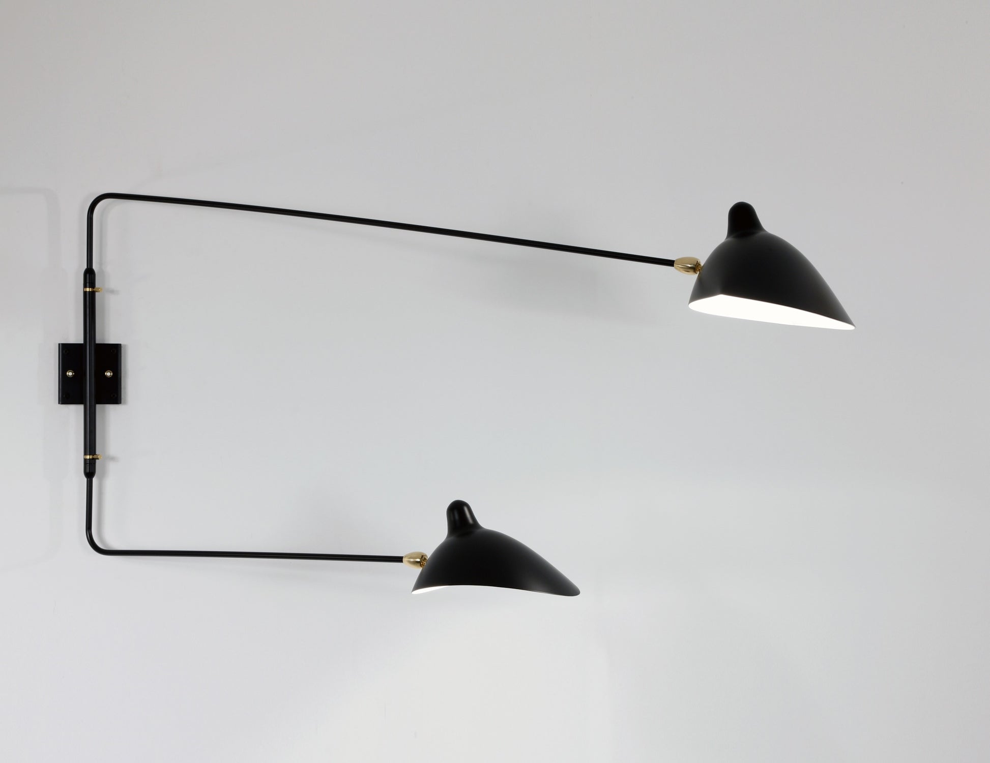 Black Serge Mouille Rotating Sconce with 2 Straight Arms - SergeMouilleUSA