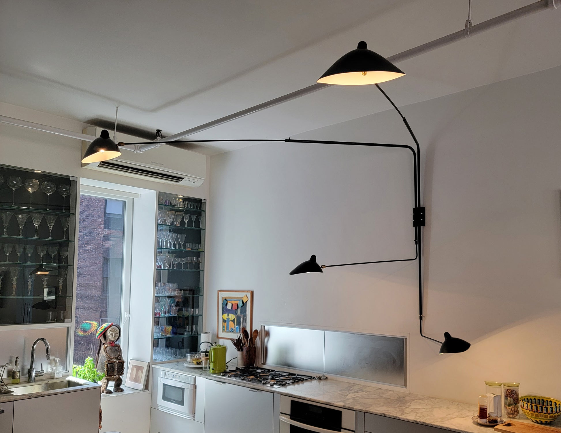 Black Serge Mouille Rotating Sconce with 4 Arms (3) - Profile view