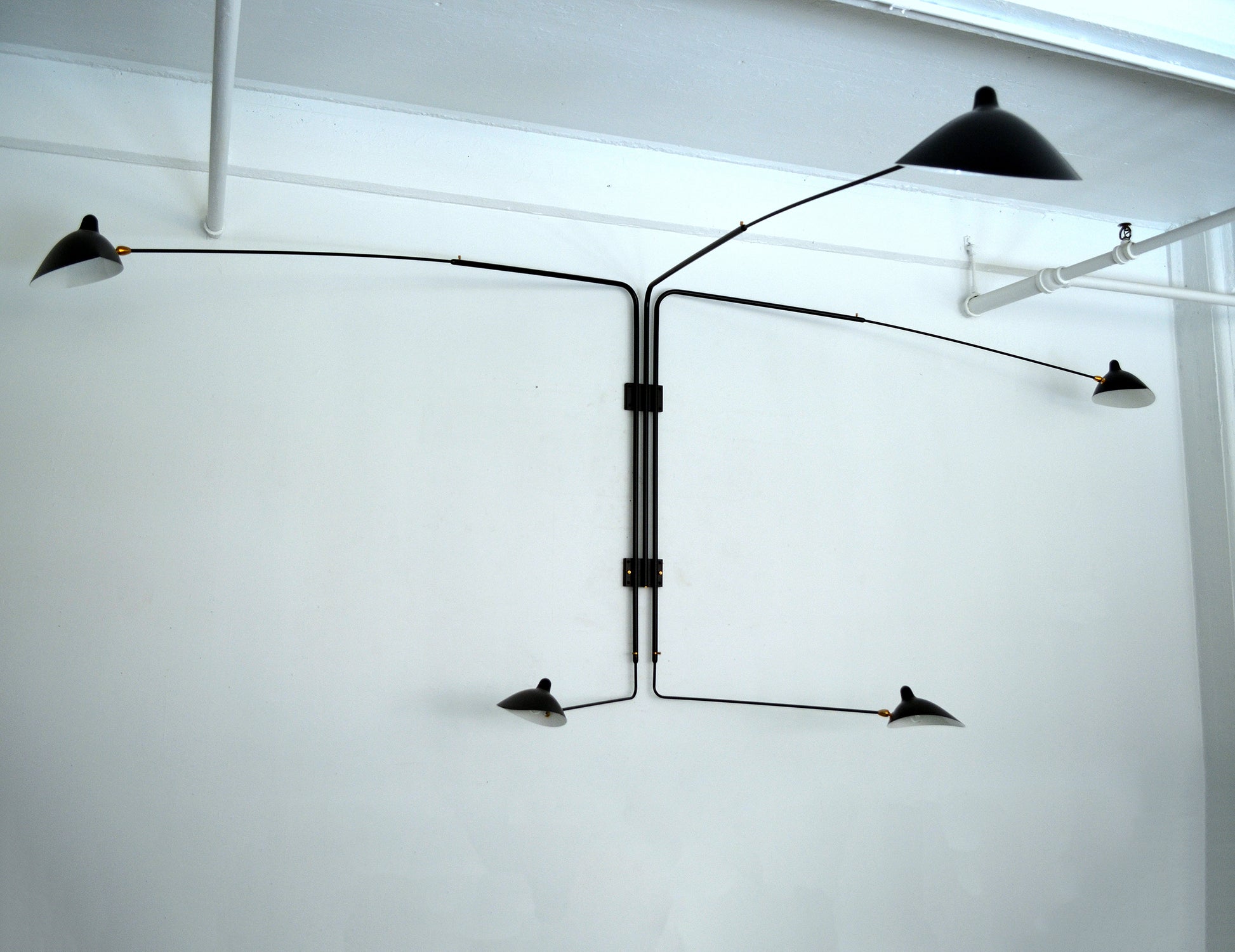 Black Serge Mouille Rotating Sconce with 5 Arms (2)