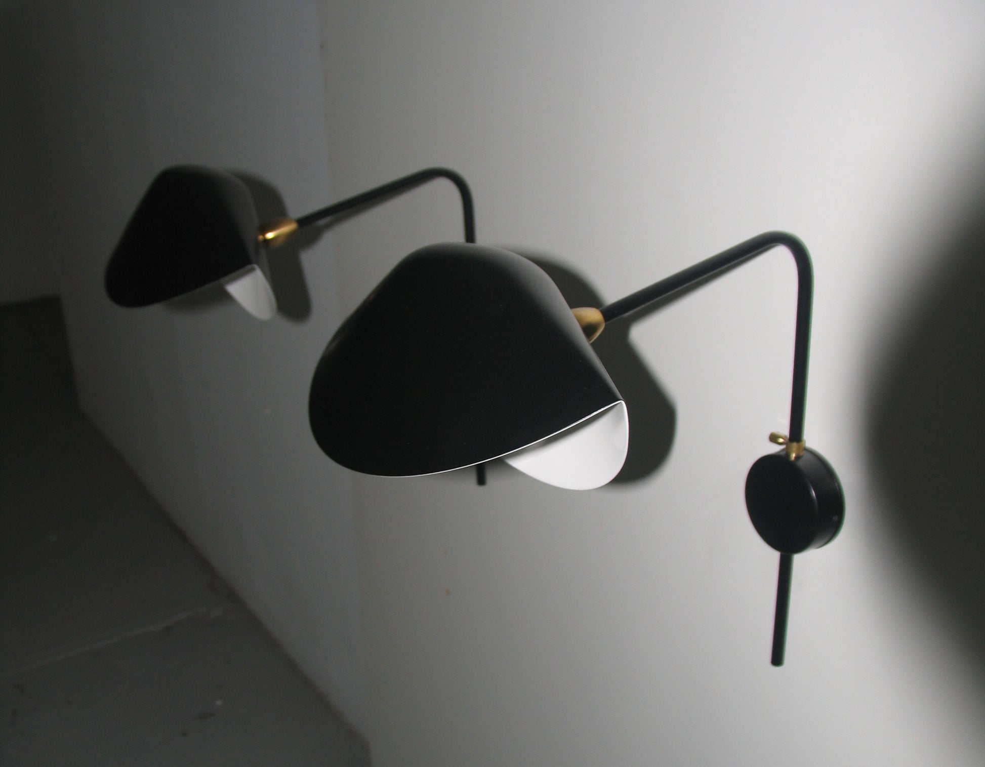 Pair of Black Serge Mouille Antony Sconces - SergeMouilleUSA