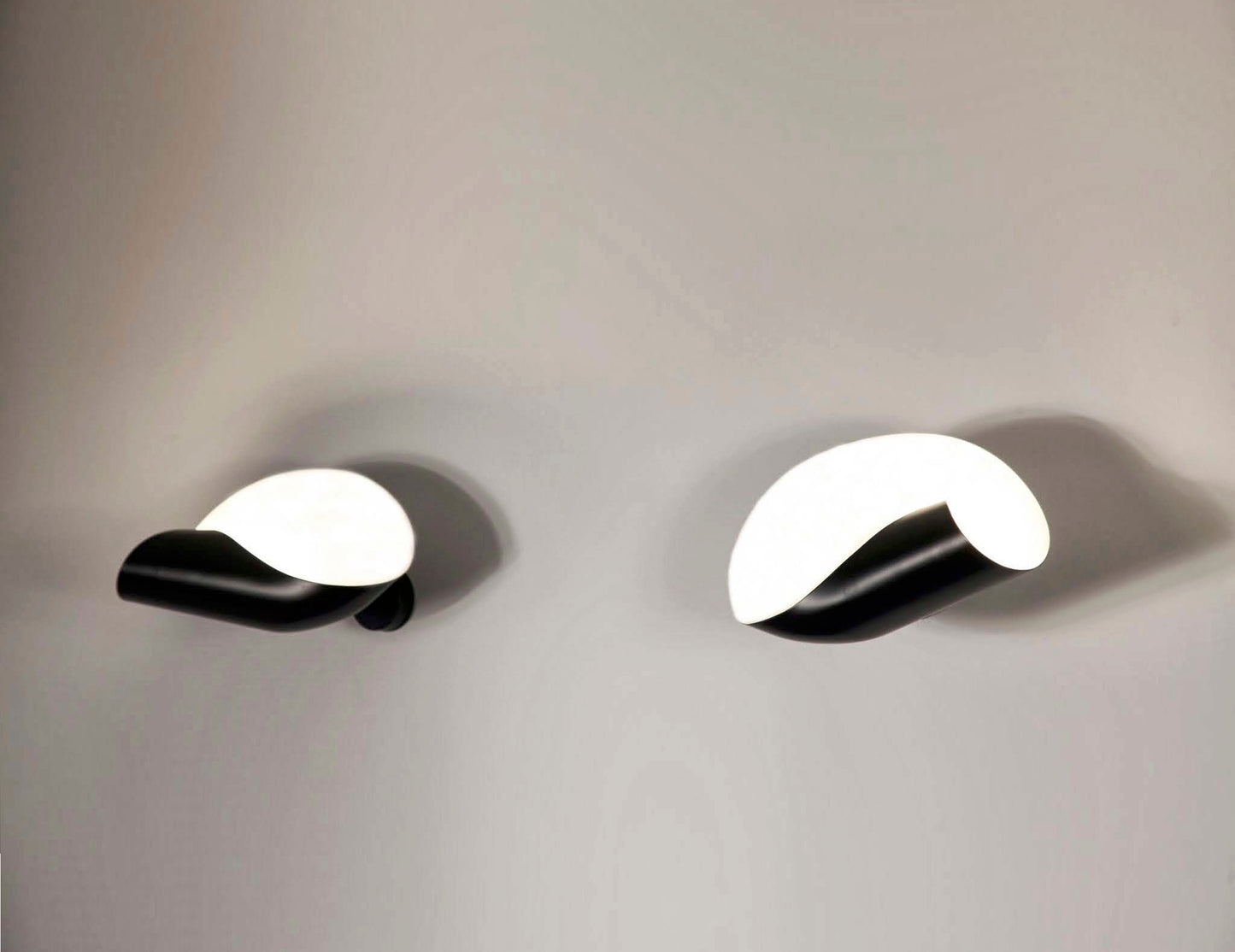 Pair of black Serge Mouille Conche (Shell) Sconces - SergeMouilleUSA