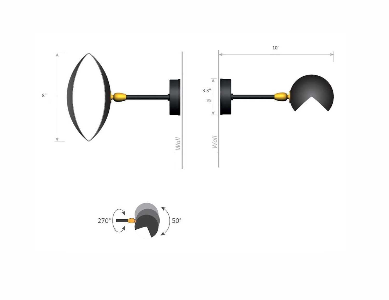 Serge Mouille Eye Sconce - Dimensions