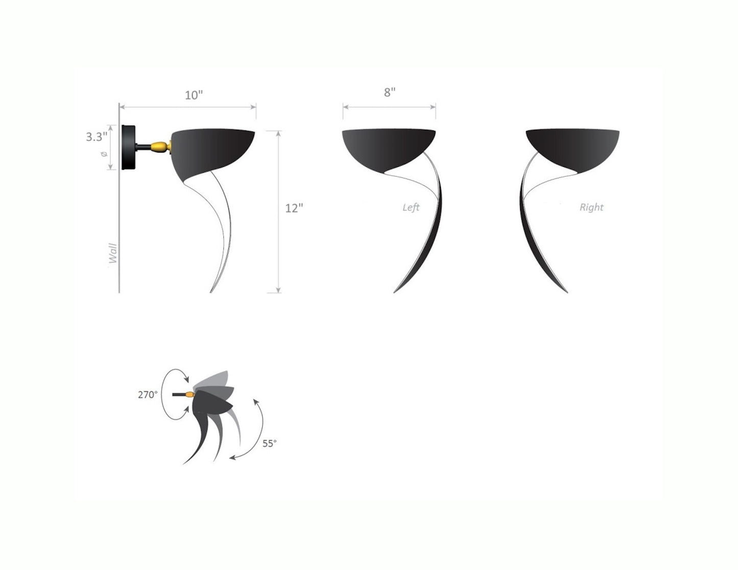 Serge Mouille Flame Sconces - Dimensions