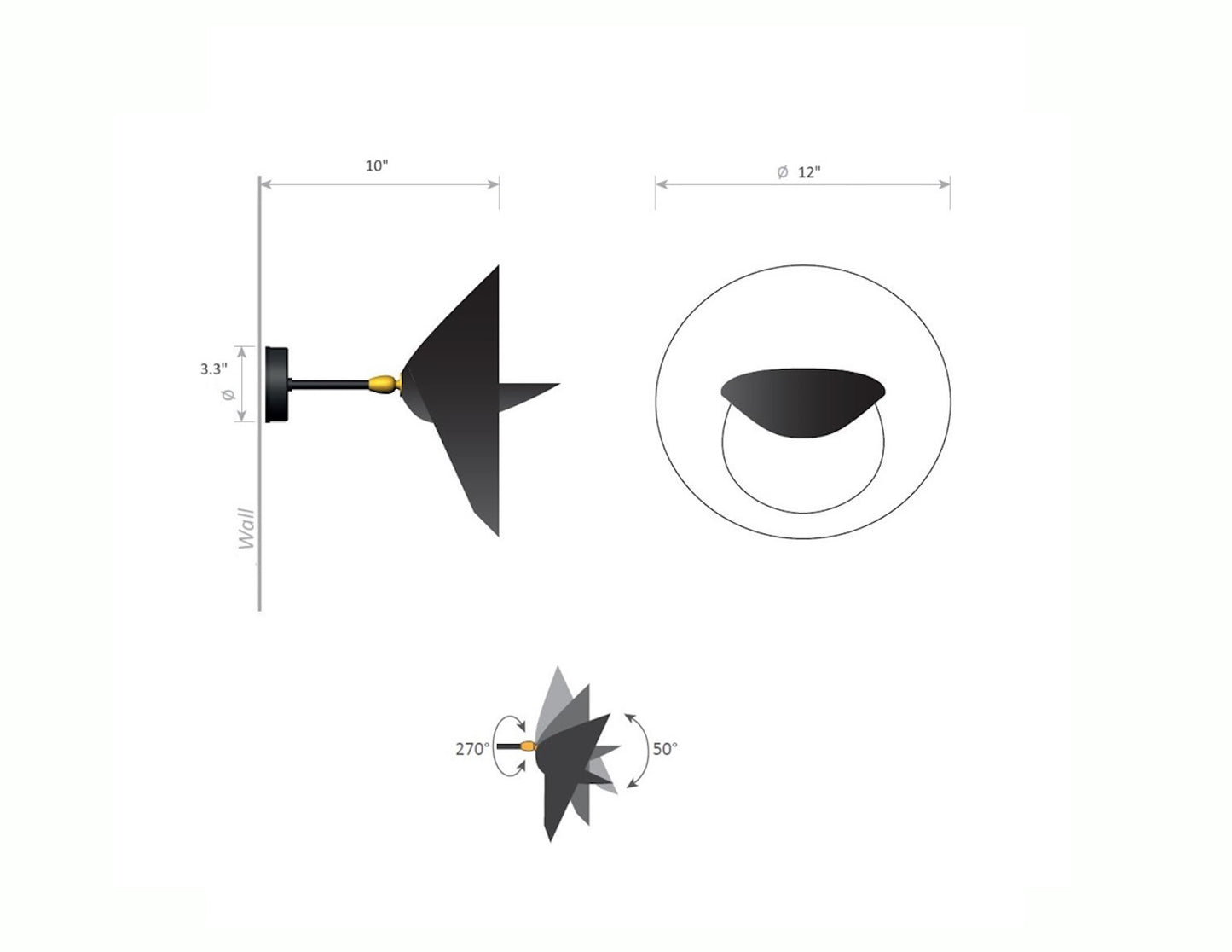 Serge Mouille Saturn Sconce - Dimensions