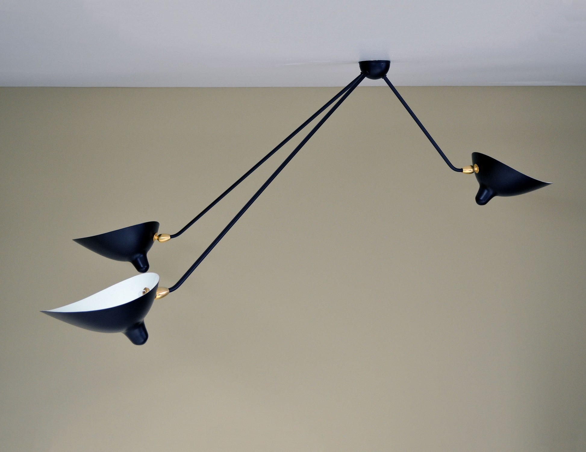 Black Serge Mouille Spider Ceiling Lamp with 3 Arms - SergeMouilleUSA (2)