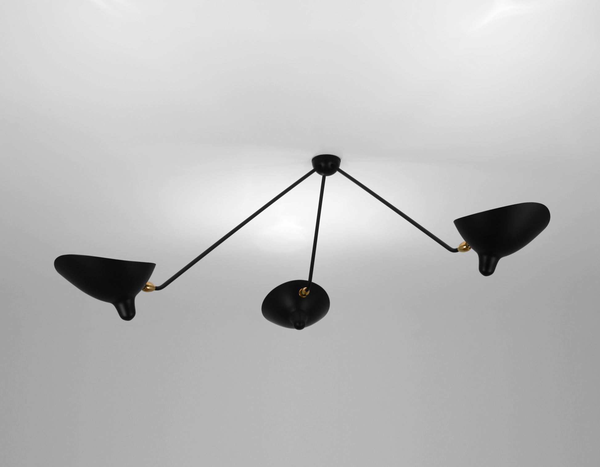 Black Serge Mouille Spider Ceiling Lamp with 3 Arms - SergeMouilleUSA