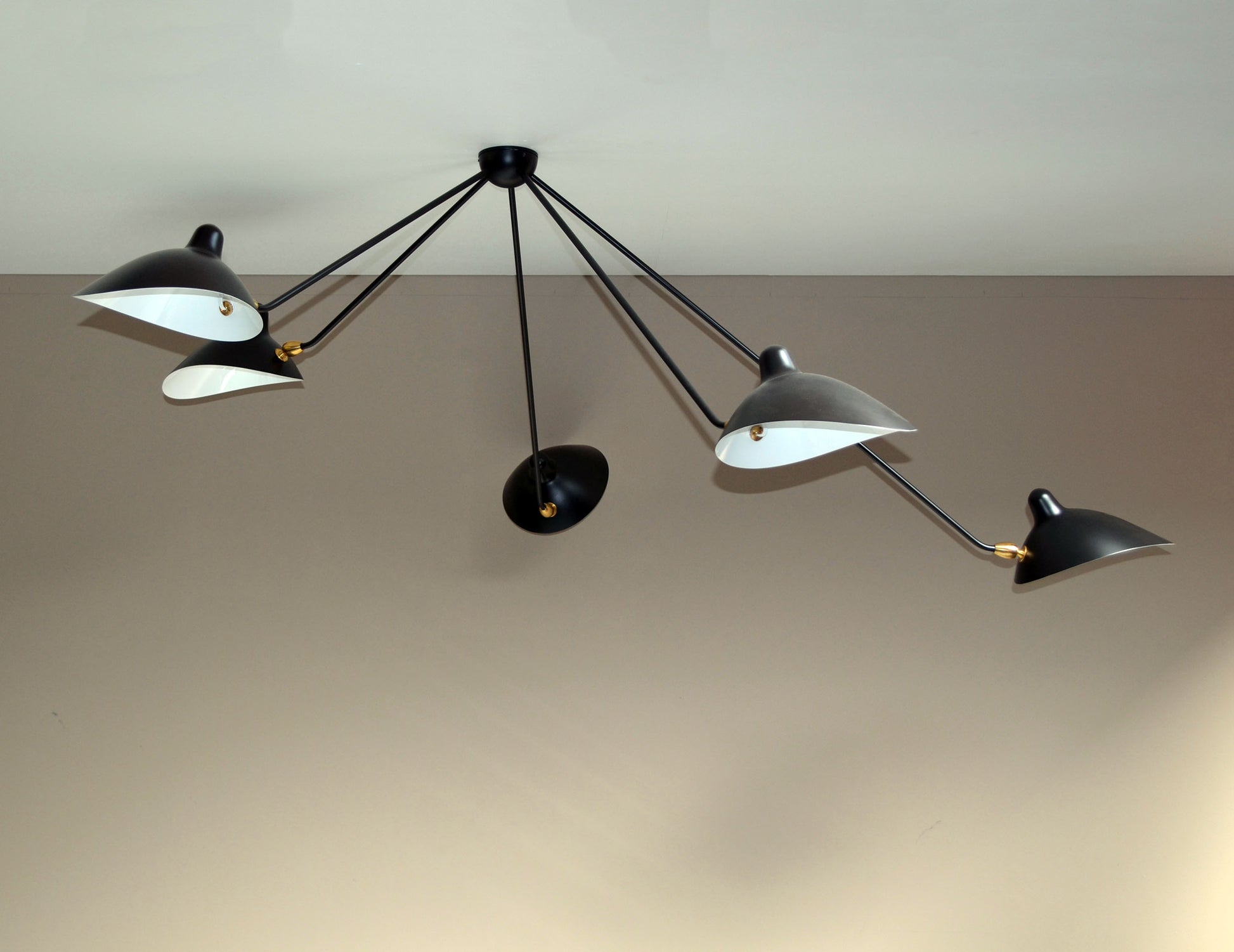 Black Serge Mouille Spider Ceiling Lamp with 5 Arms - SergeMouilleUSA (2)