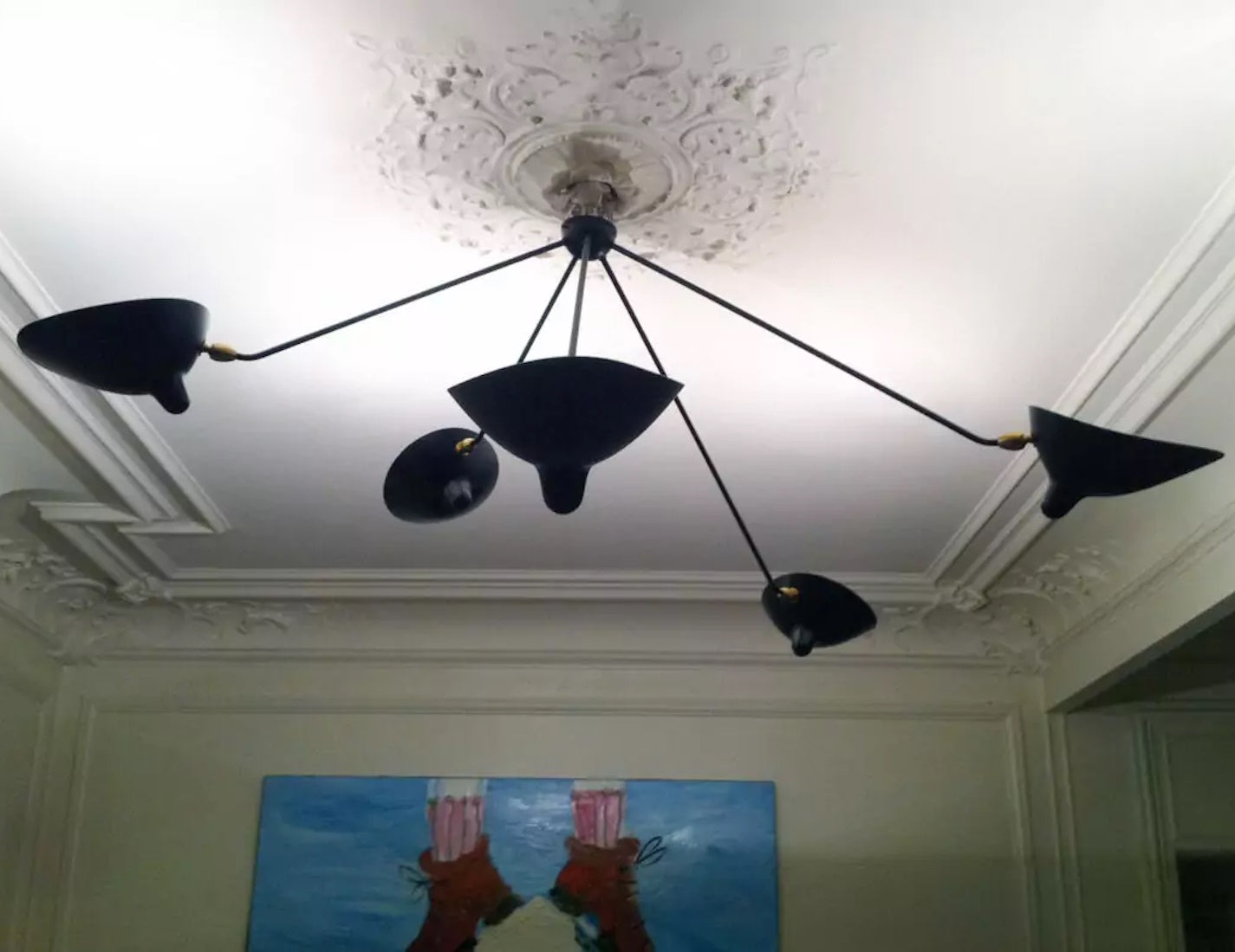 Black Serge Mouille Spider Ceiling Lamp with 5 Arms - SergeMouilleUSA (5)