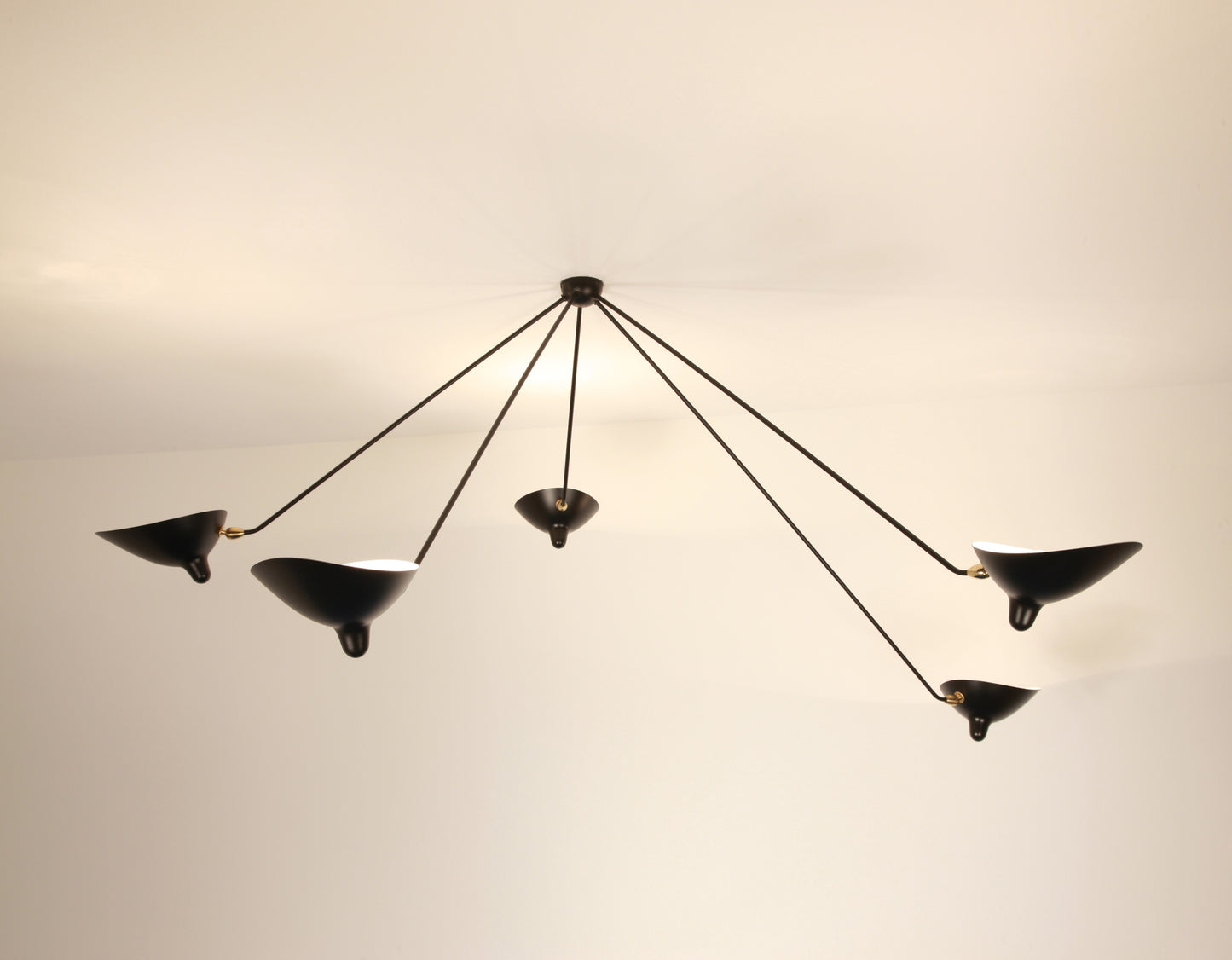 Black Serge Mouille Spider Ceiling Lamp with 5 Arms - SergeMouilleUSA