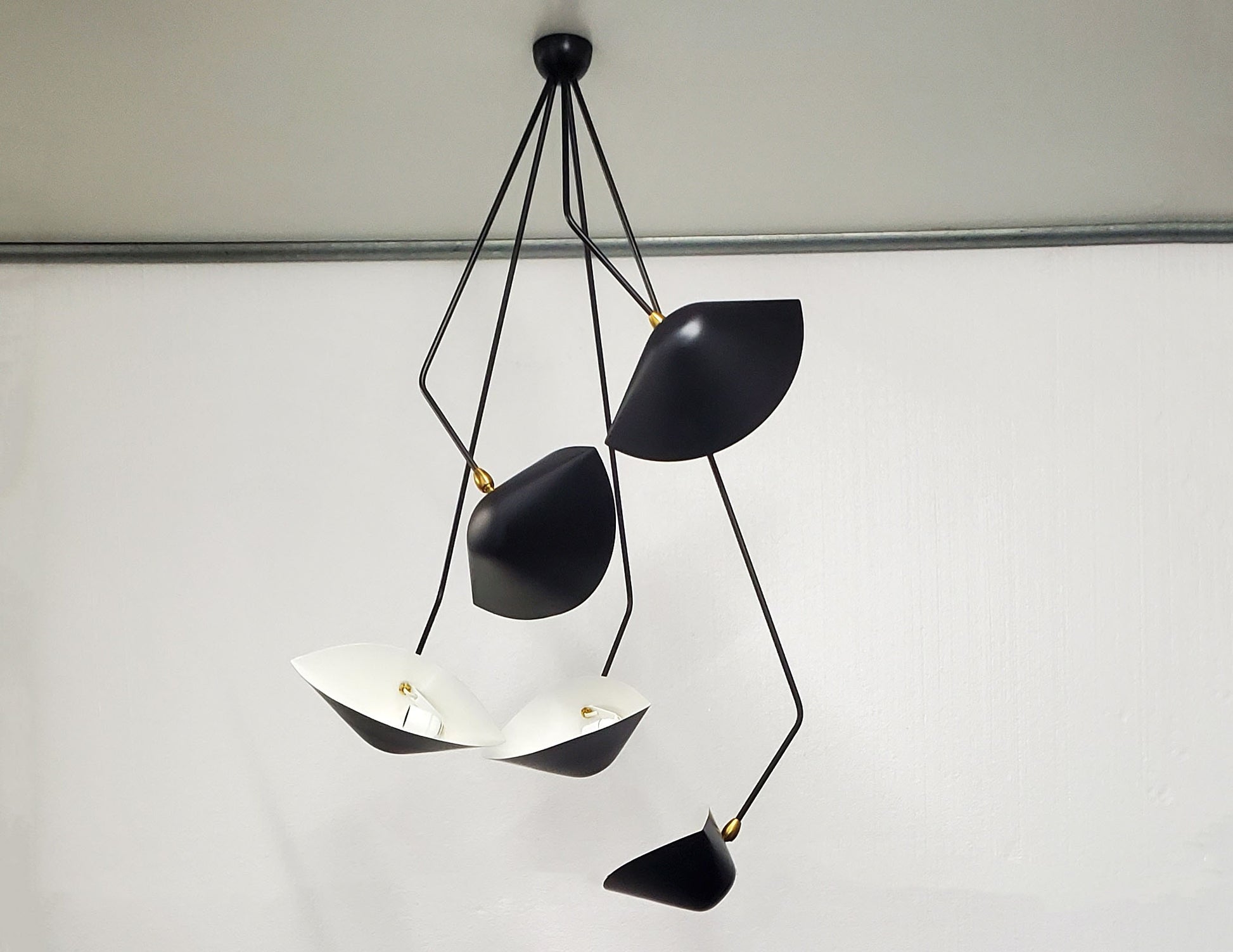 Black Serge Mouille Spider Ceiling Lamp with 5 Falling Arms - SergeMouilleUSA (3)