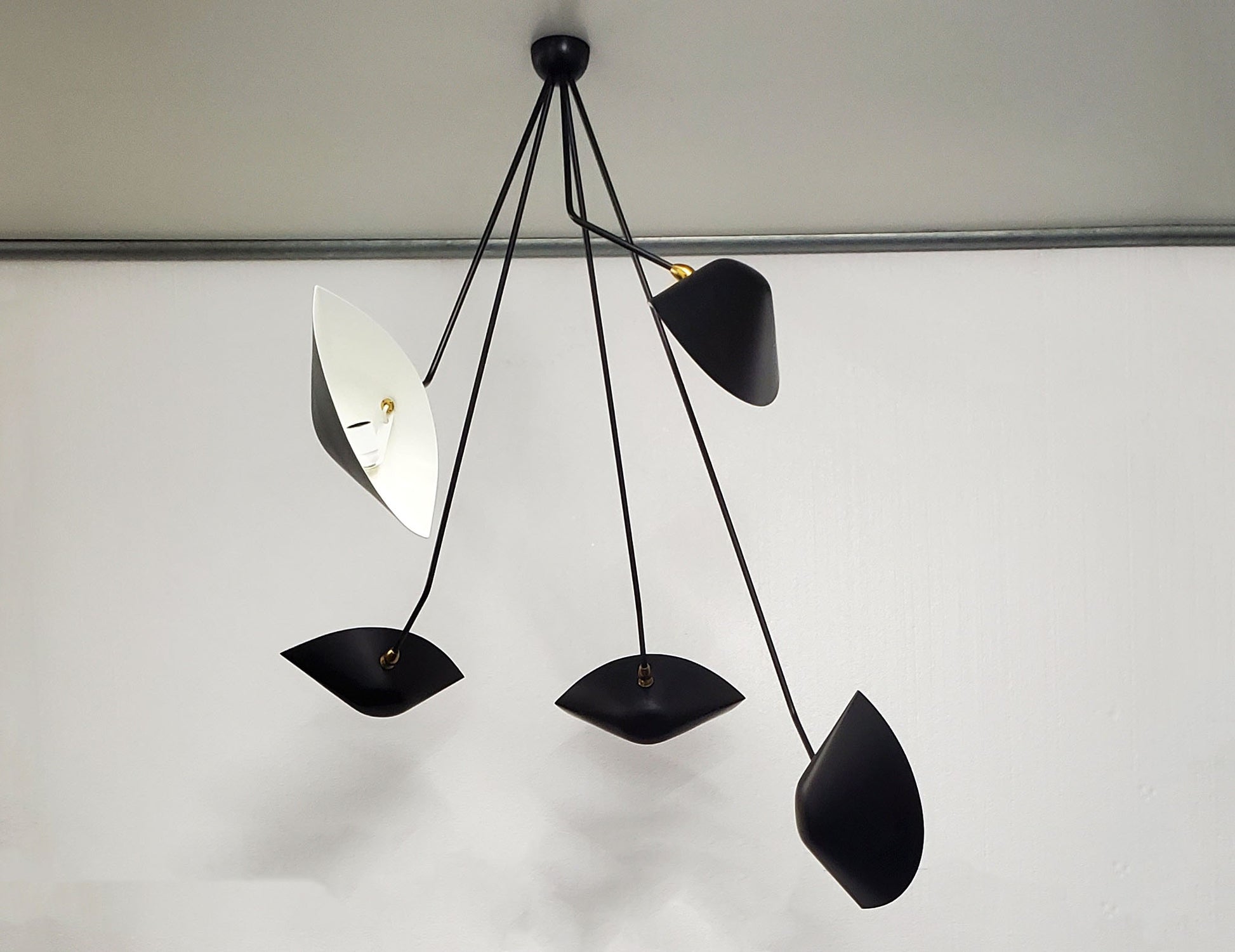 Black Serge Mouille Spider Ceiling Lamp with 5 Falling Arms - SergeMouilleUSA (5)