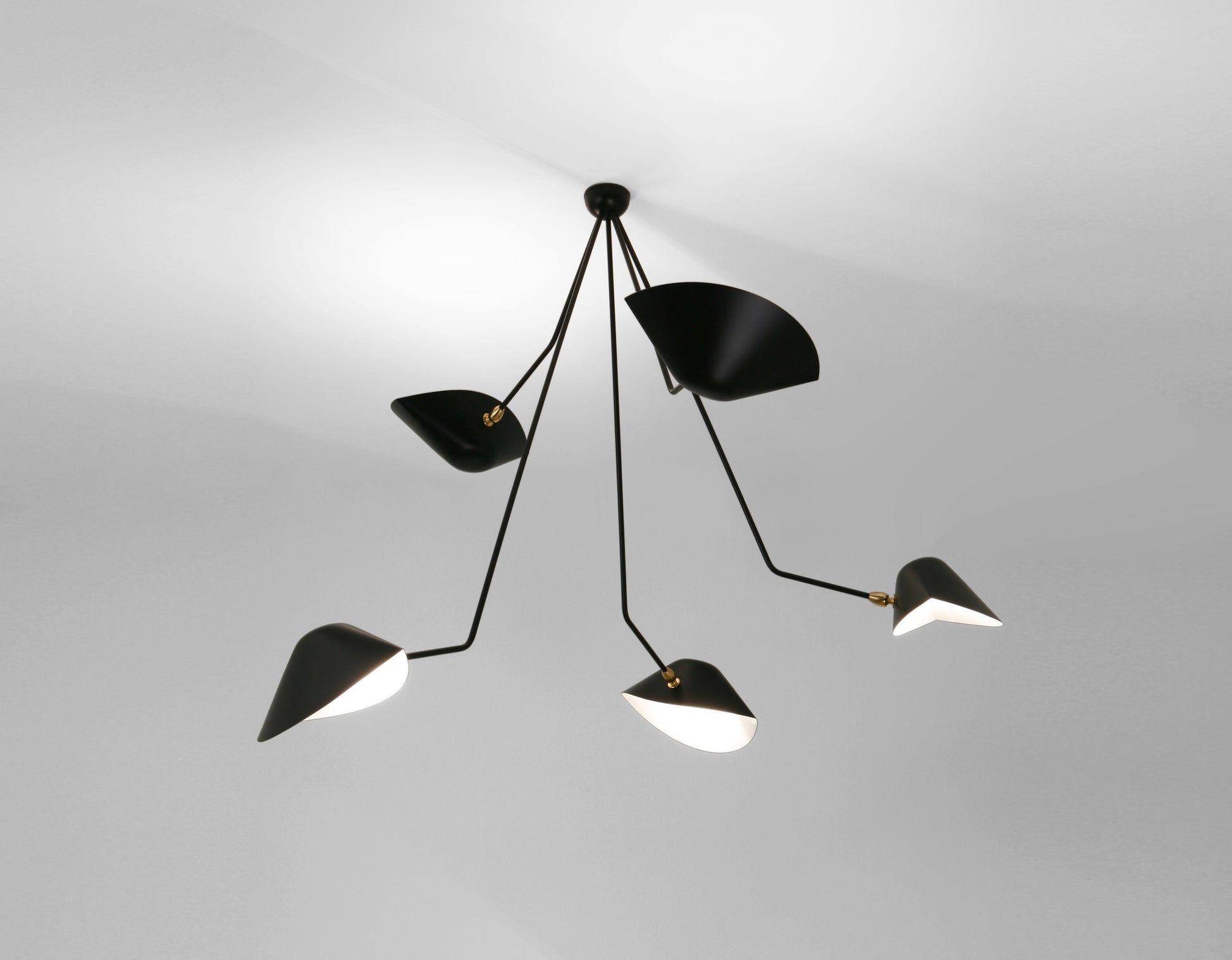 Black Serge Mouille Spider Ceiling Lamp with 5 Falling Arms - SergeMouilleUSA