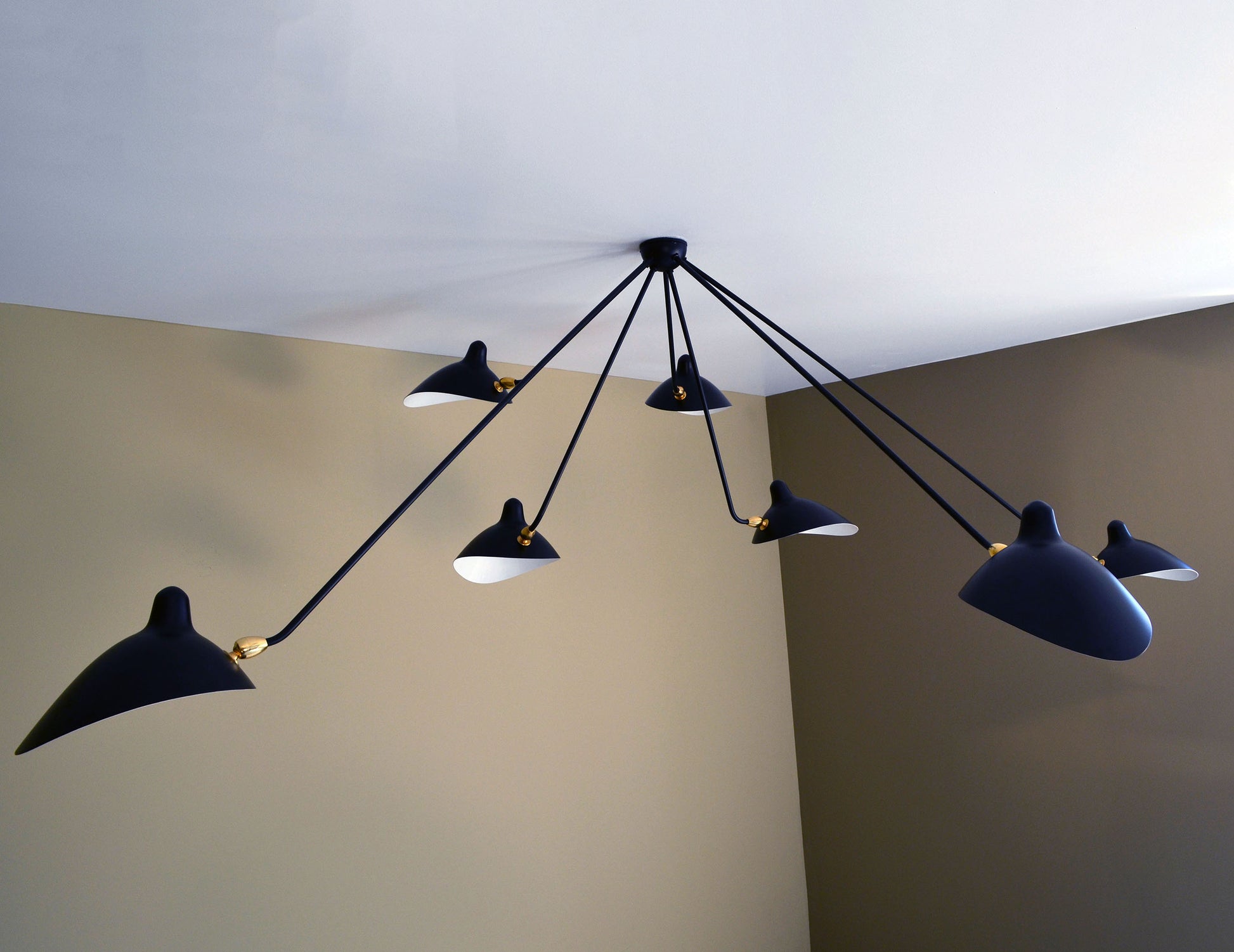 Black Serge Mouille Spider Ceiling Lamp with 7 Arms - SergeMouilleUSA (2)