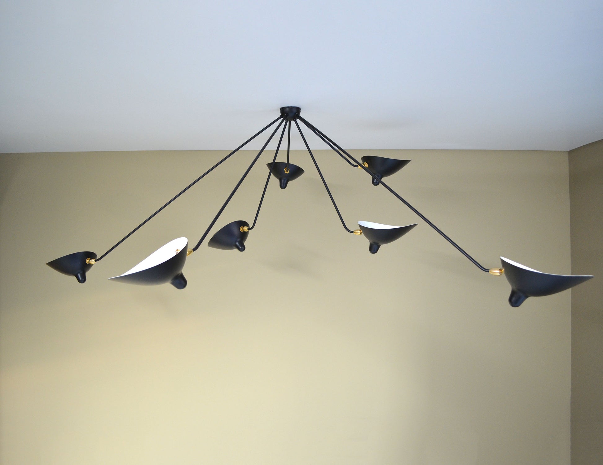 Black Serge Mouille Spider Ceiling Lamp with 7 Arms - SergeMouilleUSA (6)