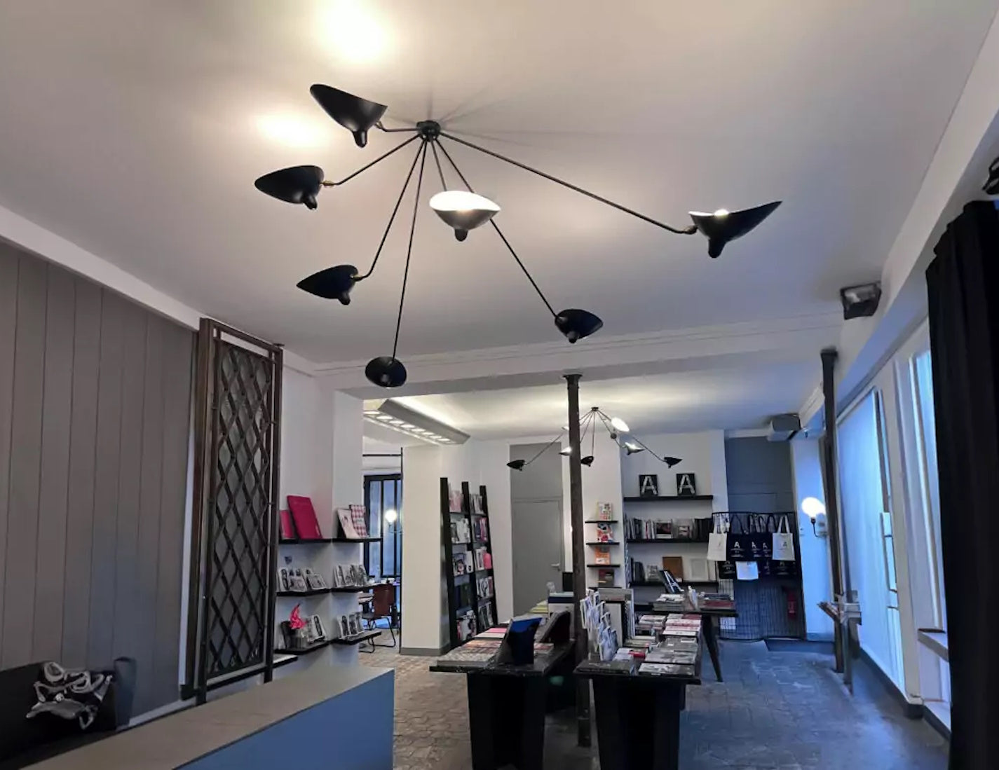Black Serge Mouille Spider Ceiling Lamp with 7 Arms - SergeMouilleUSA (9)