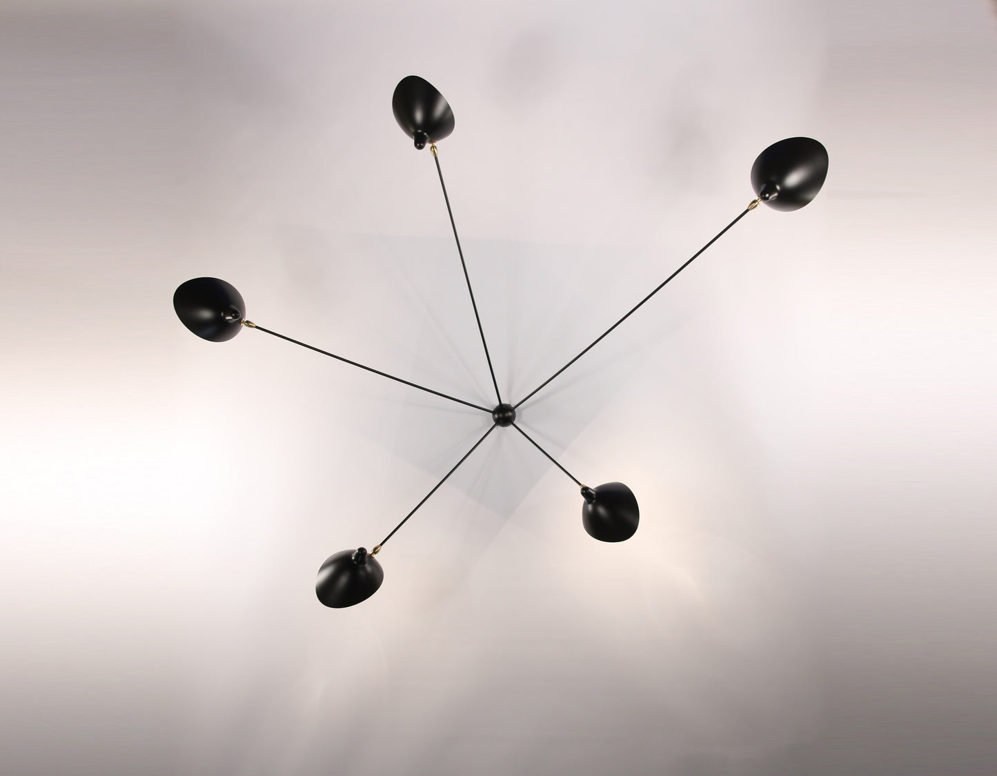 Black Serge Mouille Spider Sconce with 5 Arms - SergeMouilleUSA