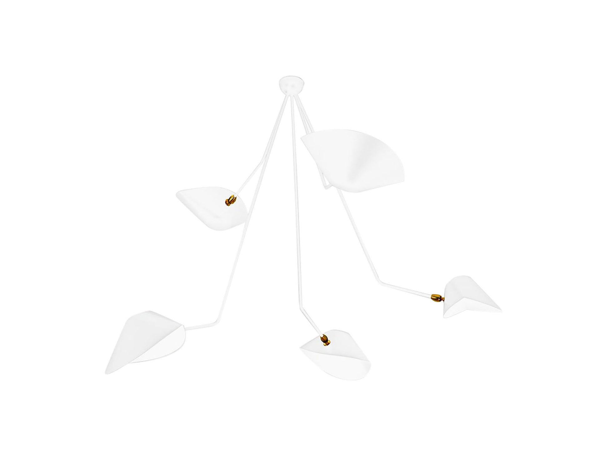 Whiate Serge Mouille Spider Ceiling Lamp with 5 Falling Arms - SergeMouilleUSA