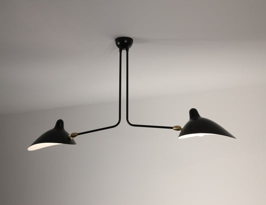 Black Serge Mouille Ceiling Lamp with 2 Arms - SergeMouilleUSA