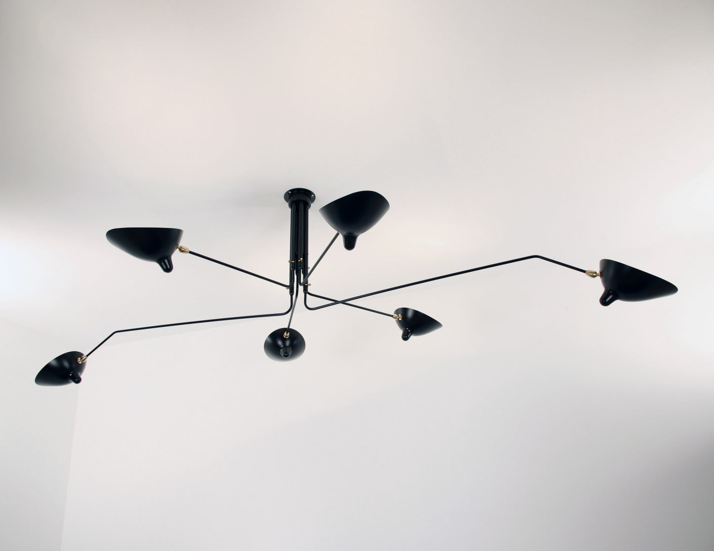 Black Serge Mouille Ceiling Lamp with 6 Arms - SergeMouilleUSA