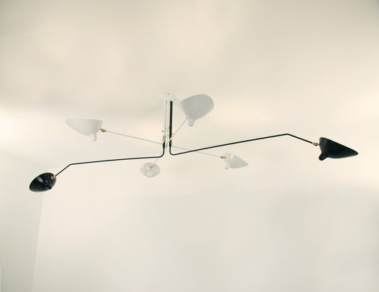 Black and White Serge Mouille Ceiling Lamp with 6 Arms - SergeMouilleUSA