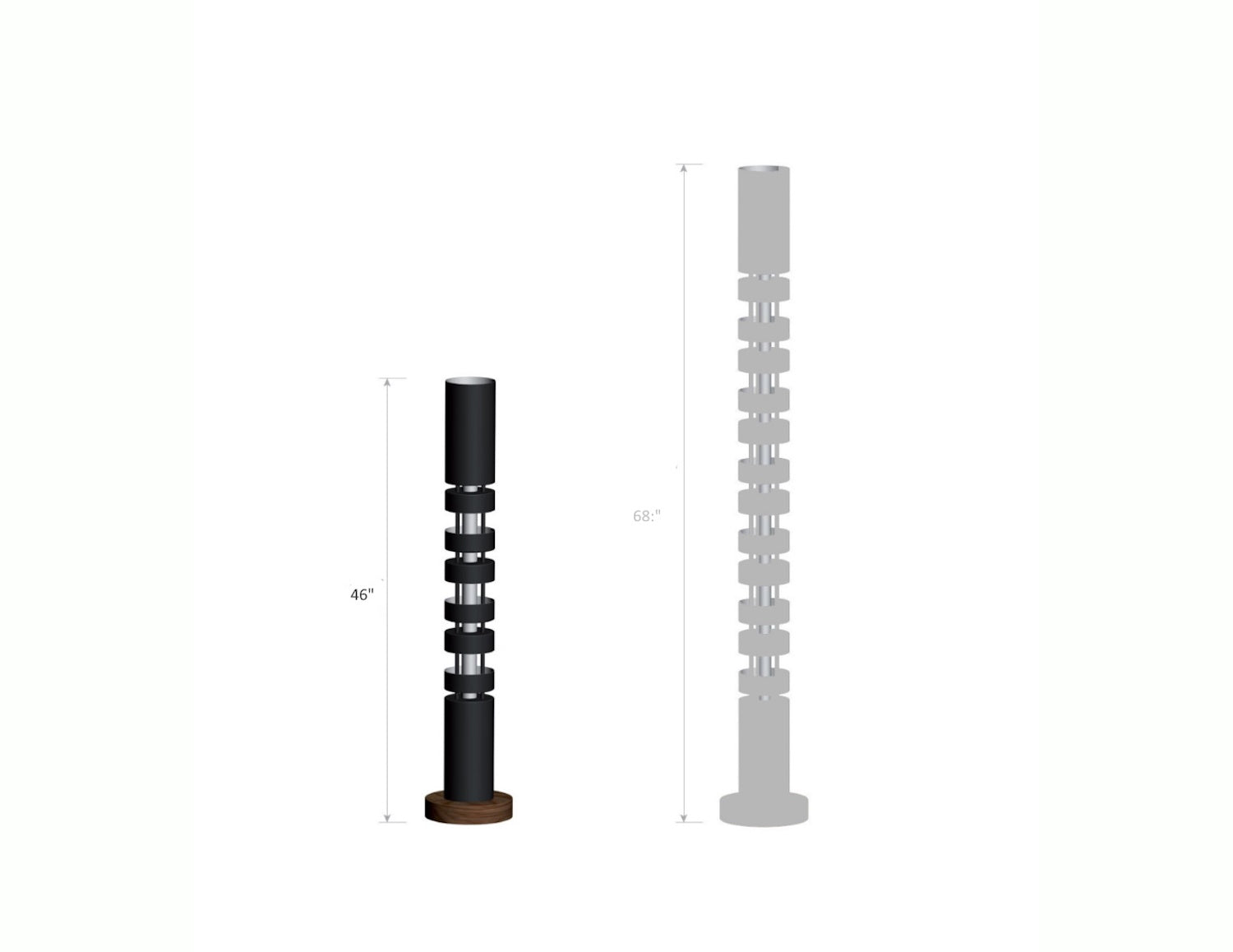Serge Mouille Small Totem Floor Lamp - Dimensions