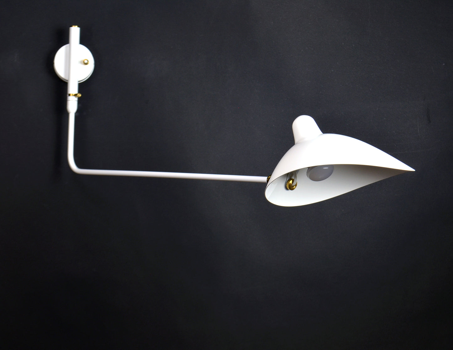 White Serge Mouille Rotating Sconce with Straight 1 Arm - SergeMouilleUSA