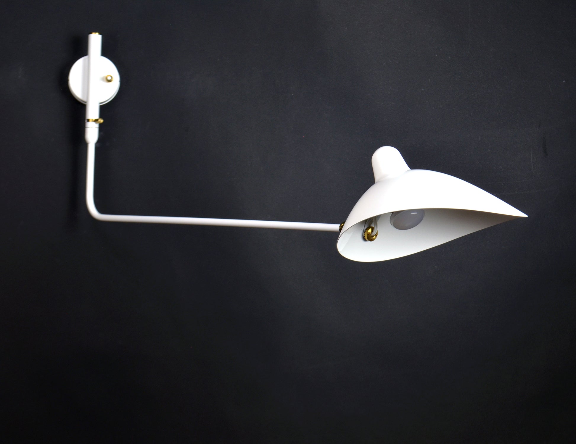 White Serge Mouille Rotating Sconce with Straight 1 Arm - SergeMouilleUSA