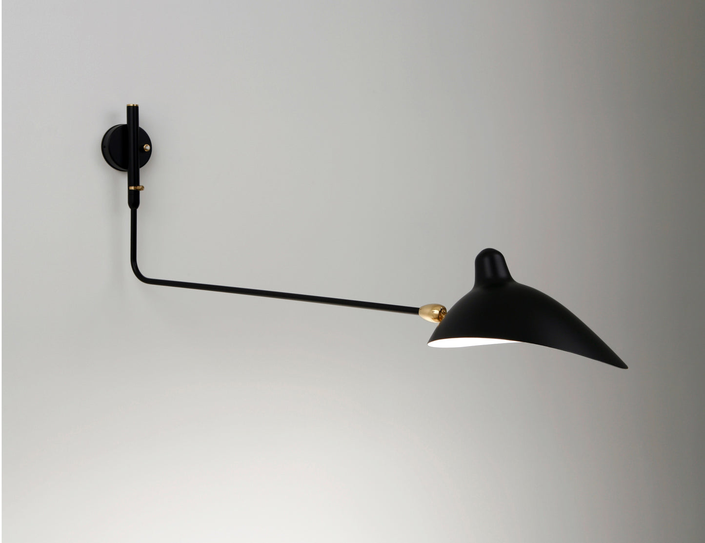 Black Serge Mouille Rotating Sconce with Straight 1 Arm - SergeMouilleUSA