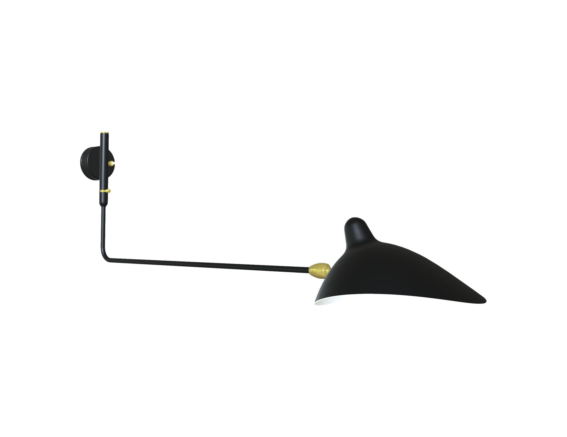 Black Serge Mouille Rotating Sconce with Straight 1 Arm (2)