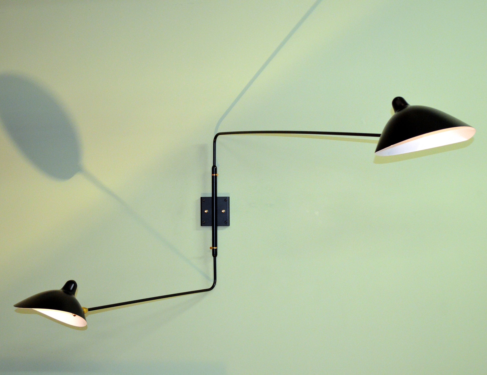 Black Serge Mouille Rotating Sconce with 2 Straight Arms (2)