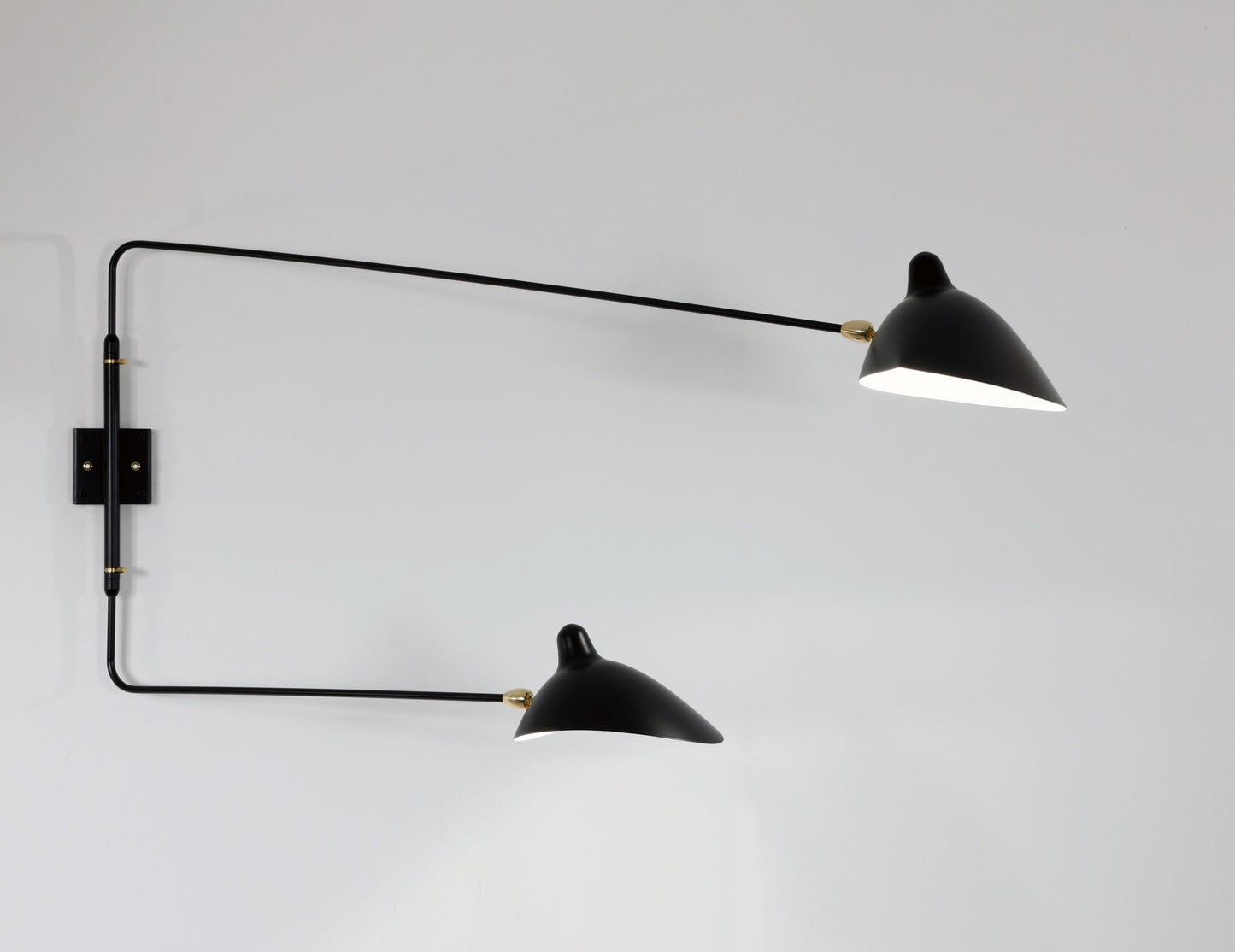 Black Serge Mouille Rotating Sconce with 2 Straight Arms - SergeMouilleUSA
