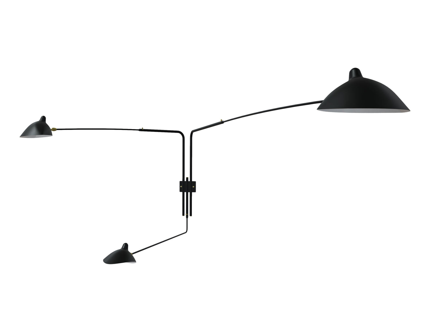 Black Serge Mouille Rotating Sconce with 3 Arms - SergeMouilleUSA