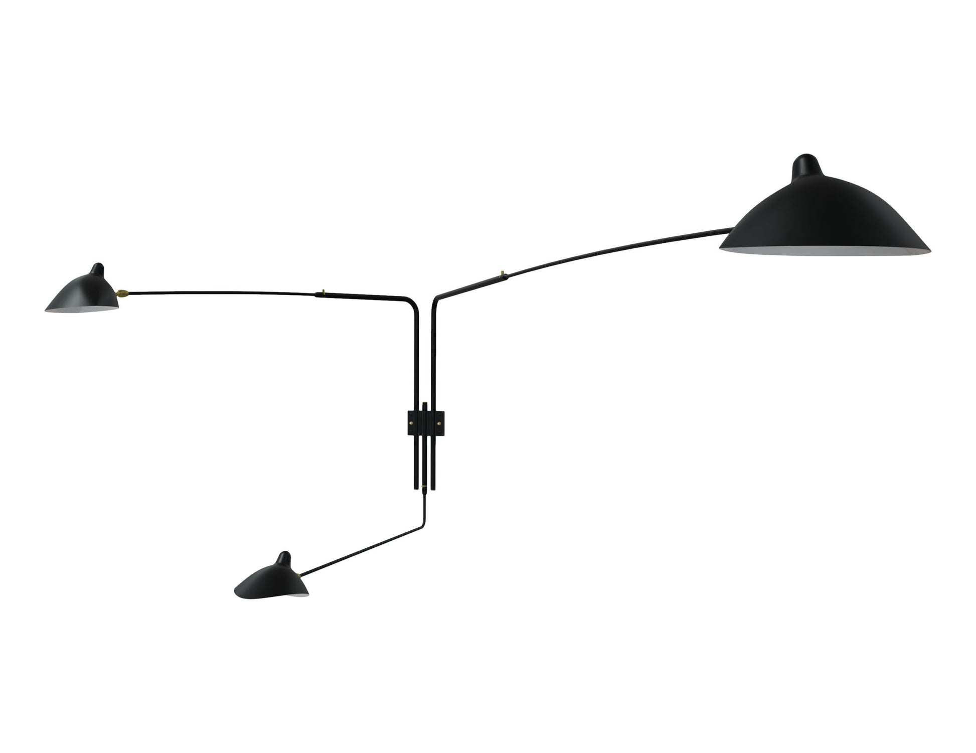 Black Serge Mouille Rotating Sconce with 3 Arms - SergeMouilleUSA