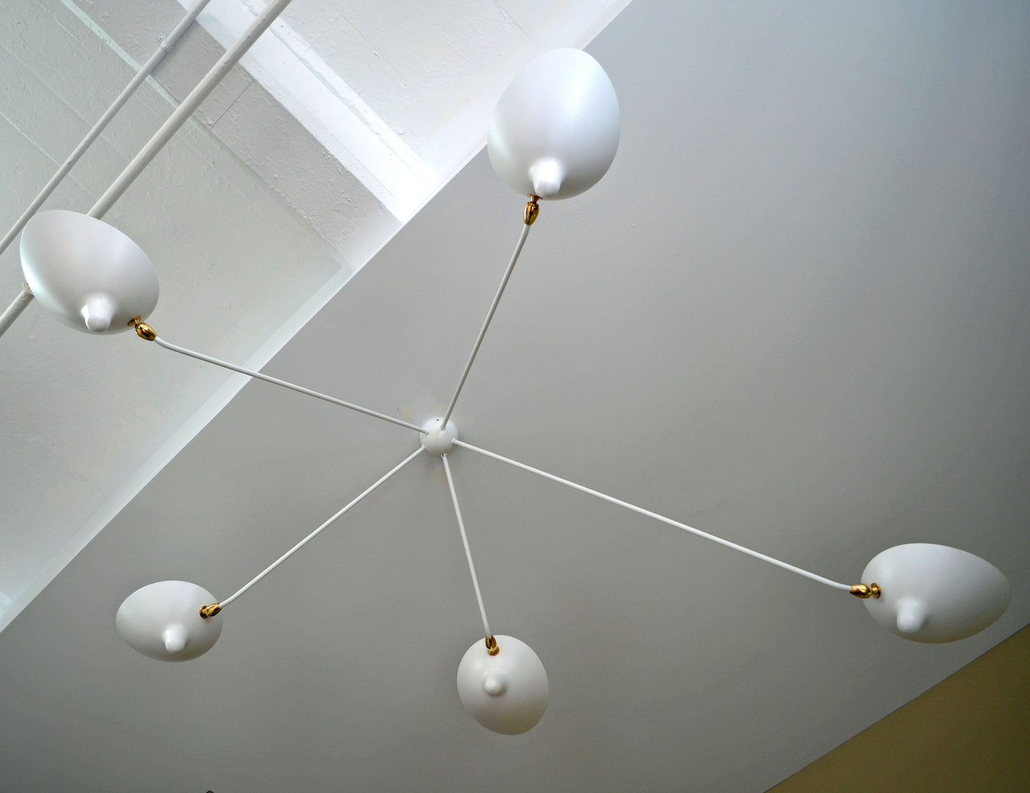 White Serge Mouille Spider Ceiling Lamp with 5 Arms - SergeMouilleUSA (2)