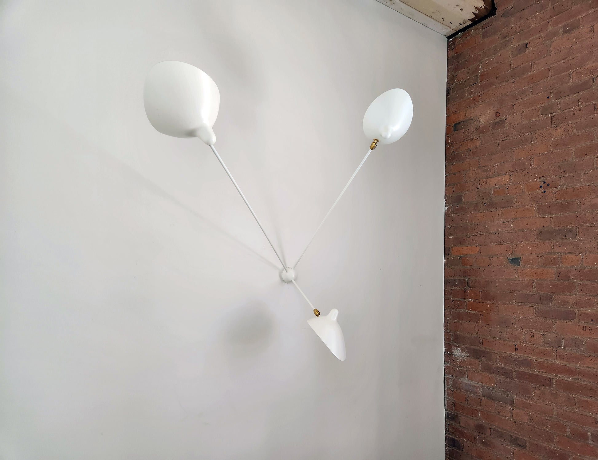 White Serge Mouille Spider Sconce with 3 Arms - SergeMouilleUSA